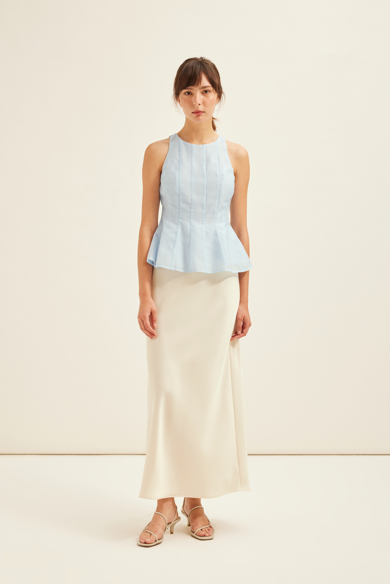 Pleated Peplum Halter Top