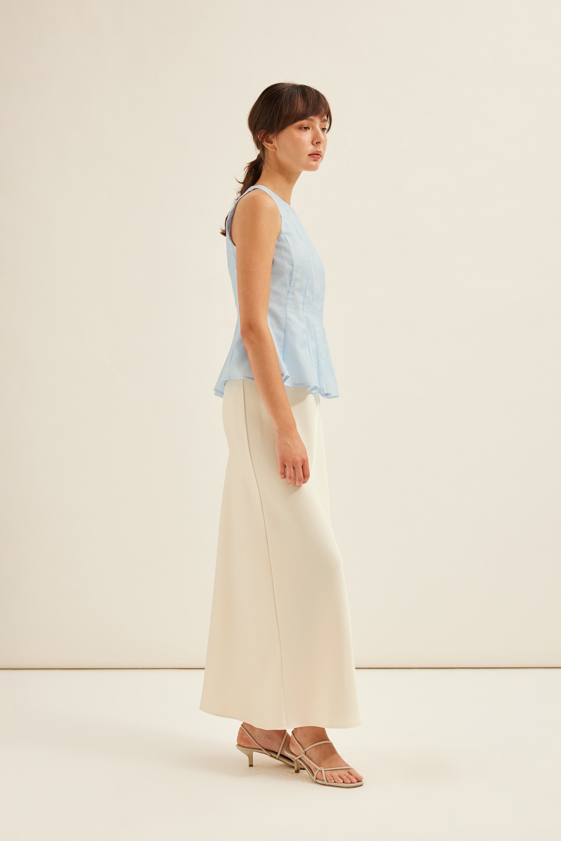 Pleated Peplum Halter Top
