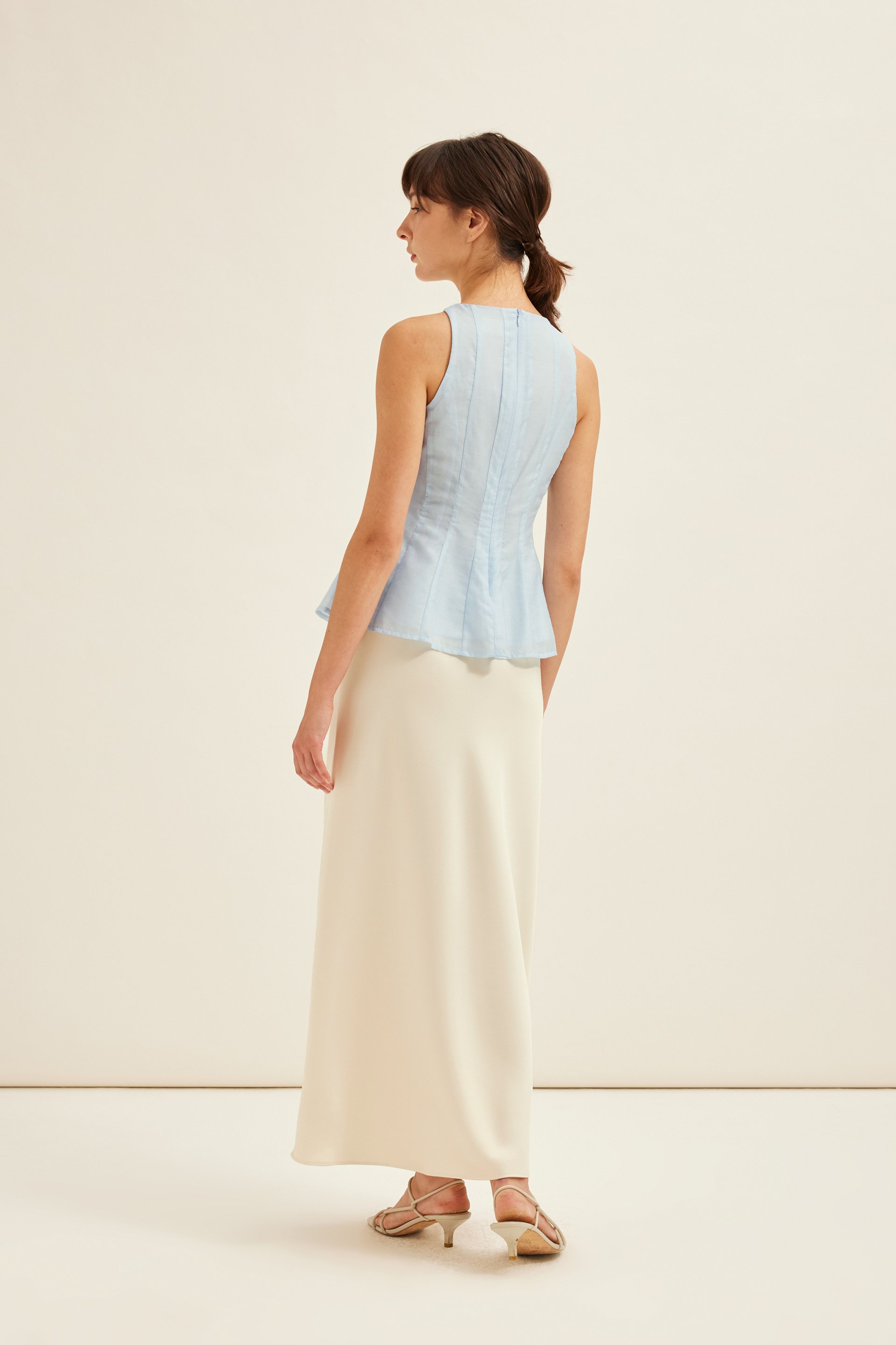 Pleated Peplum Halter Top