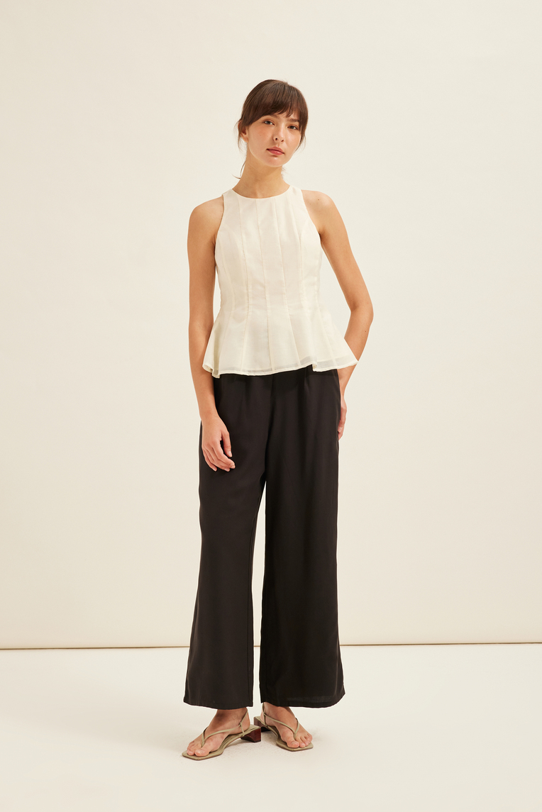 Pleated Peplum Halter Top