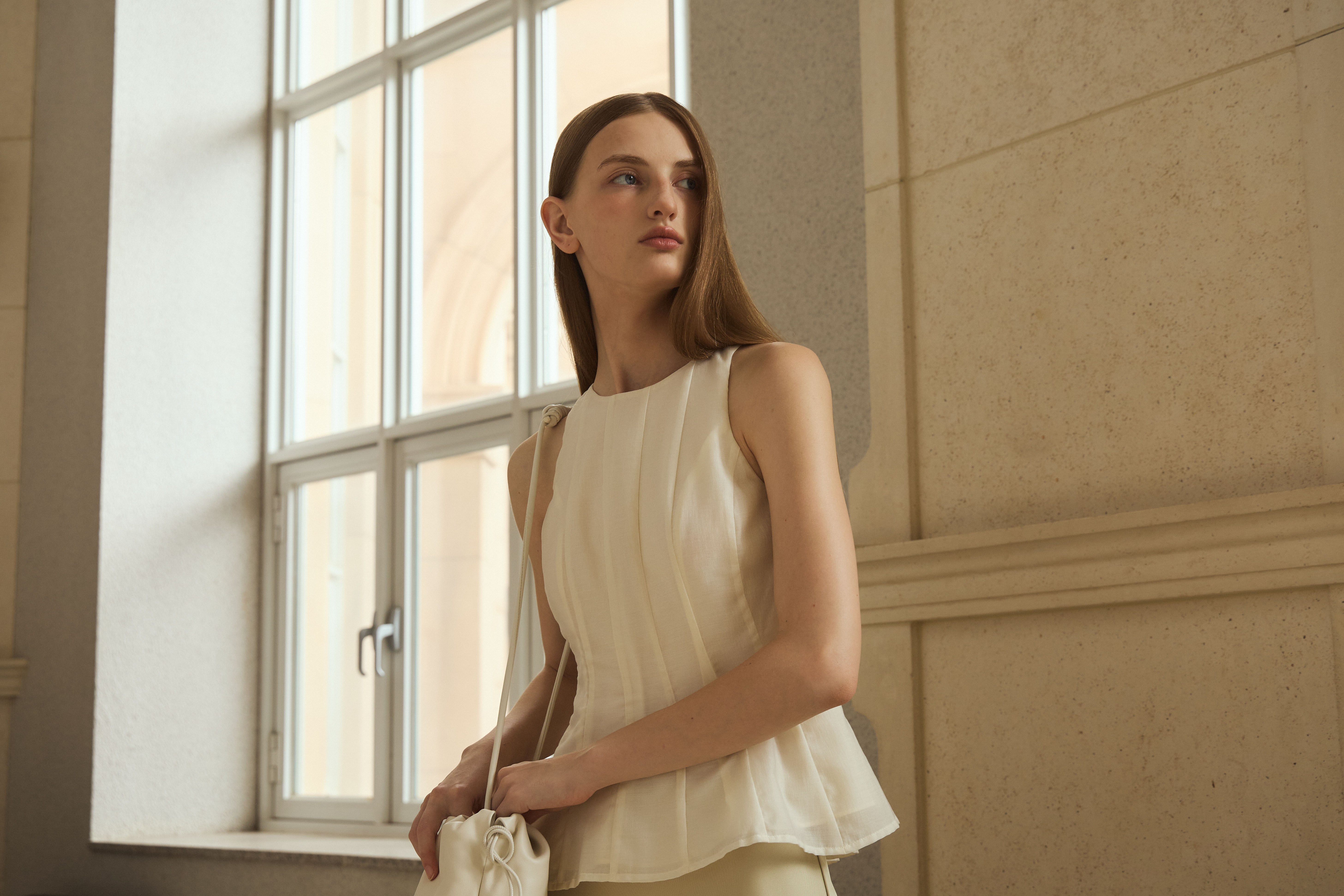 Pleated Peplum Halter Top