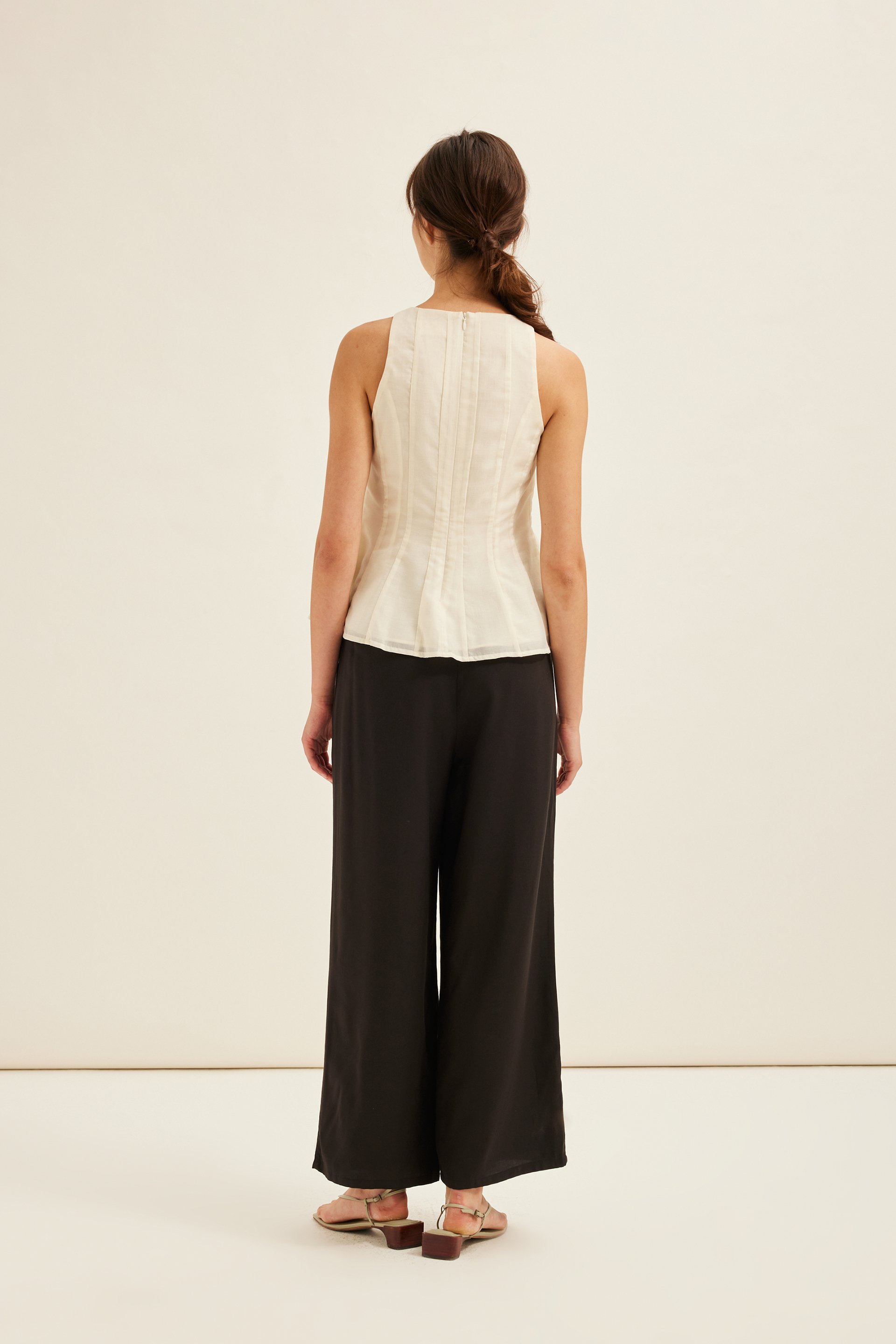 Pleated Peplum Halter Top