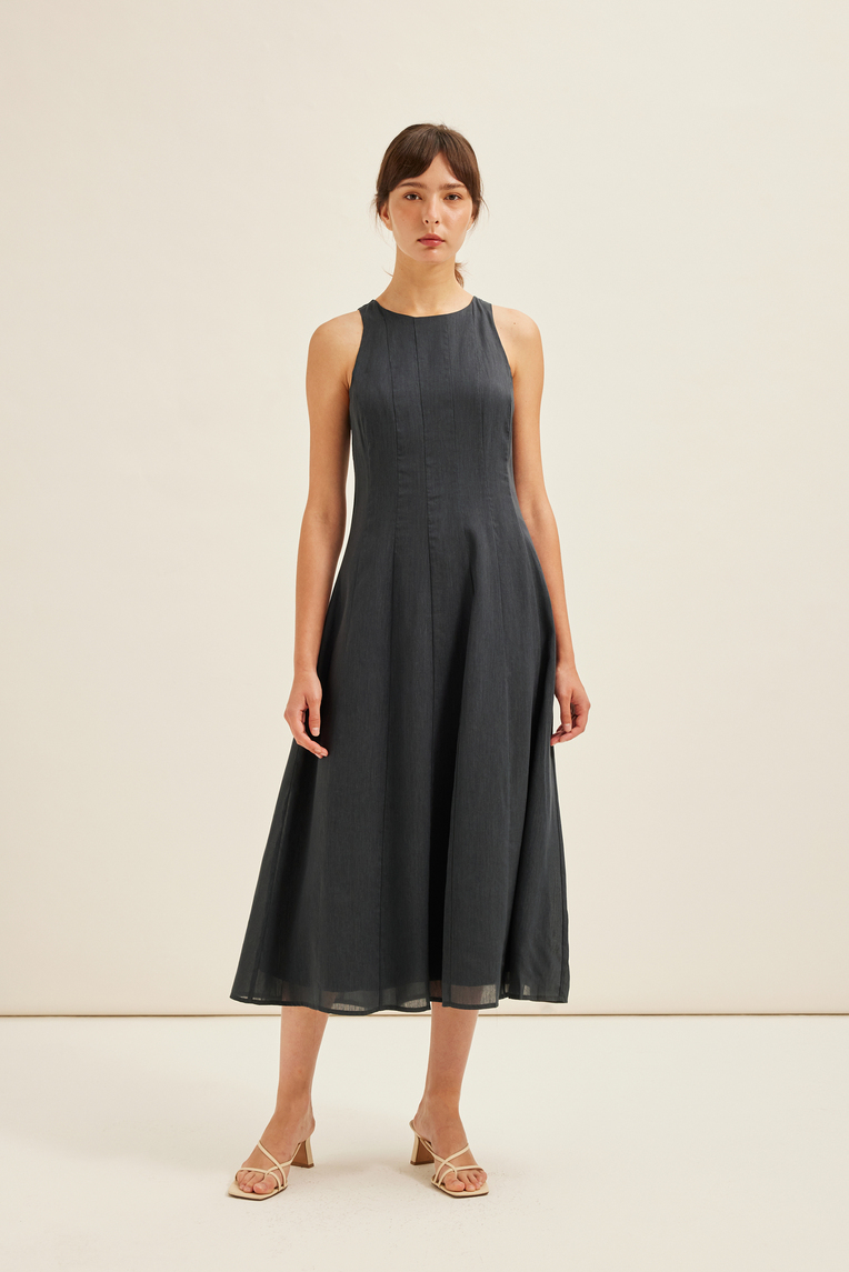 Rayon Pleated Halter Dress