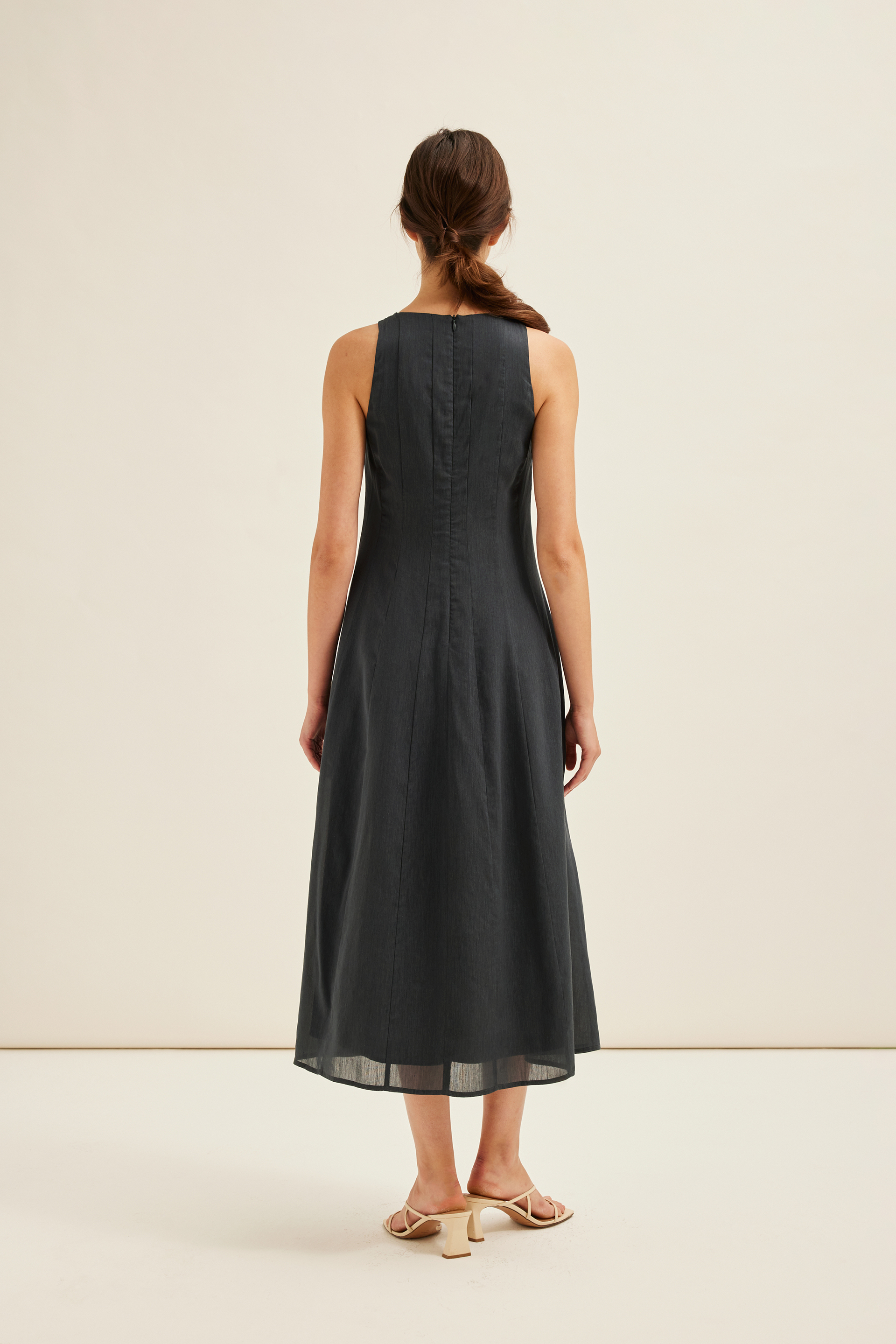 Rayon Pleated Halter Dress