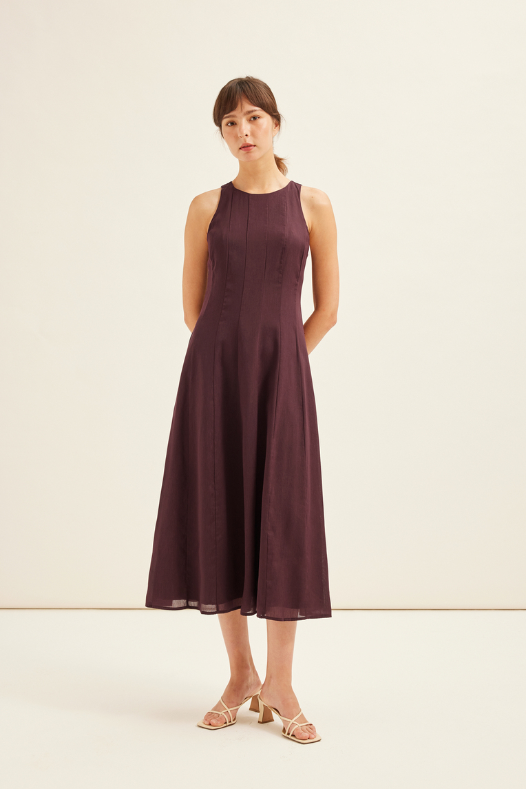 Rayon Pleated Halter Dress