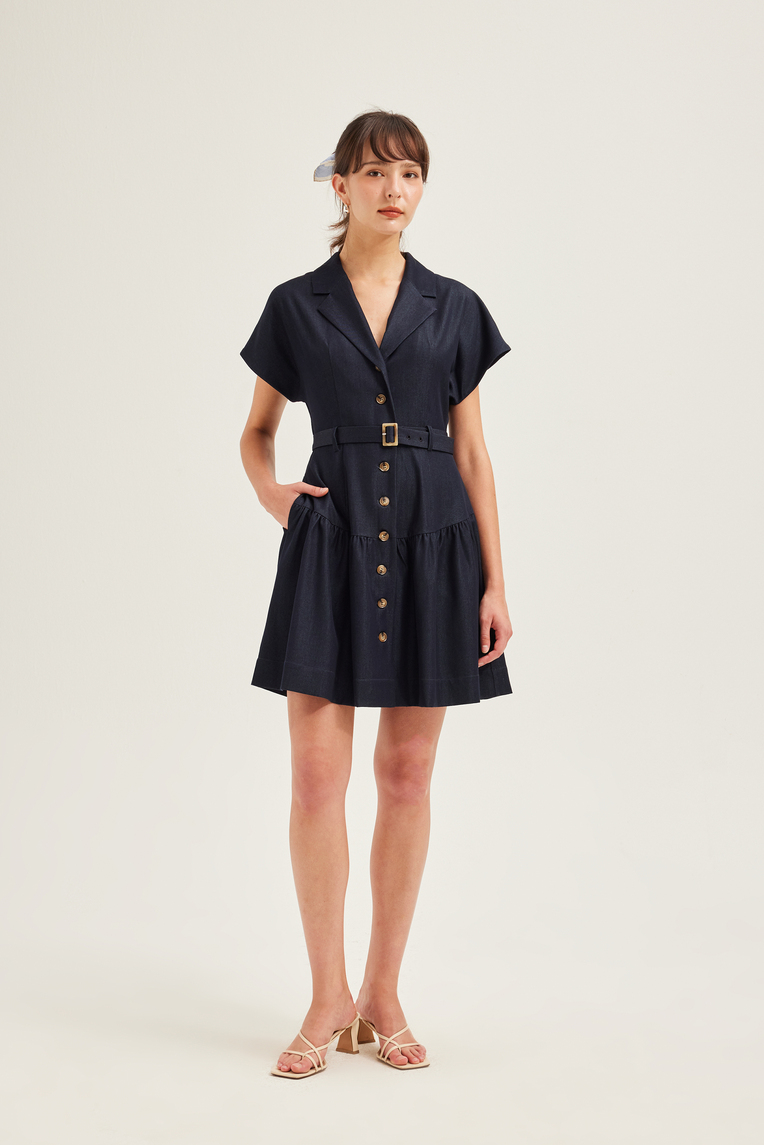 Chambray Belted Shift Dress