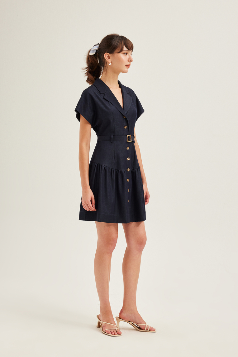 Chambray Belted Shift Dress
