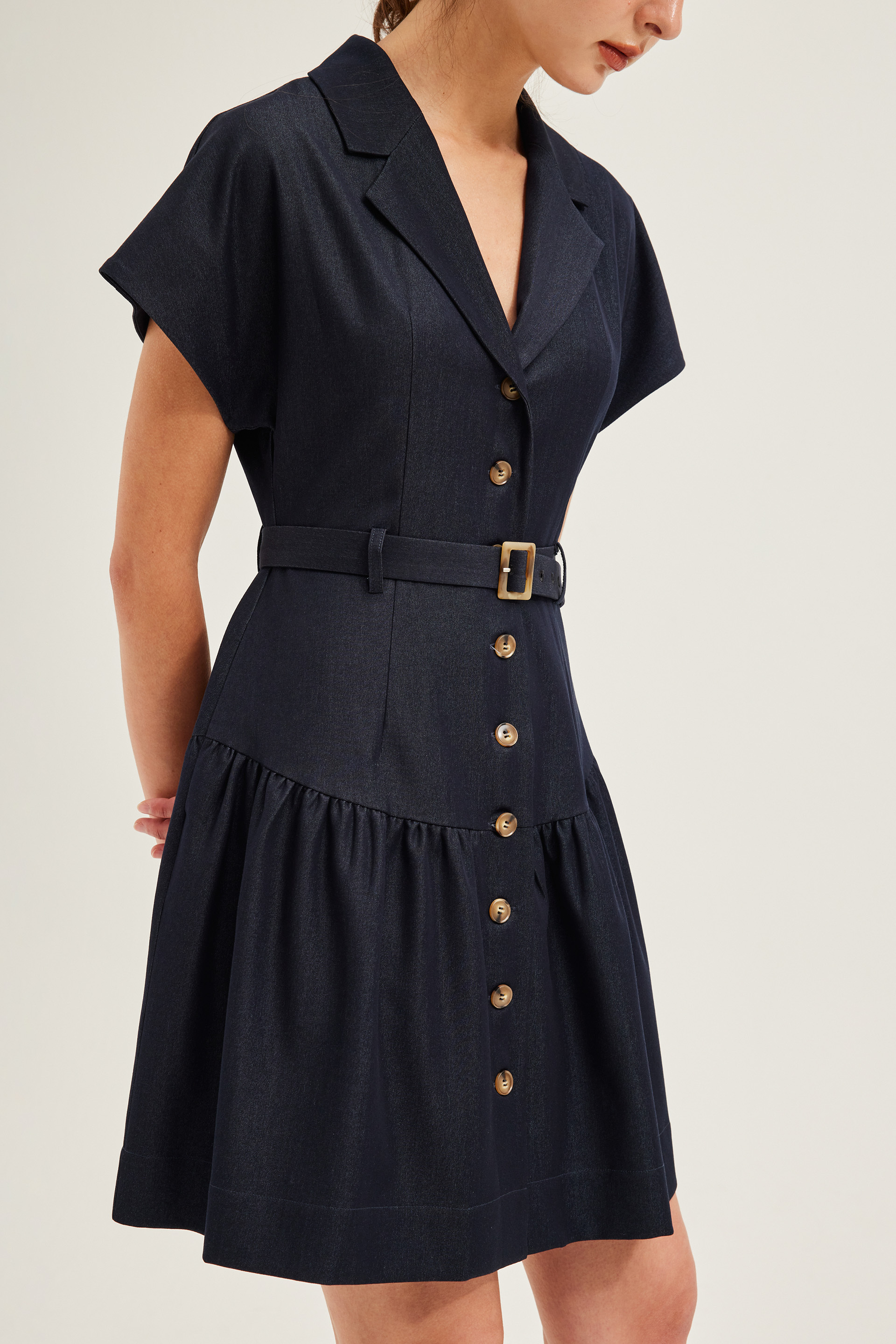Chambray Belted Shift Dress