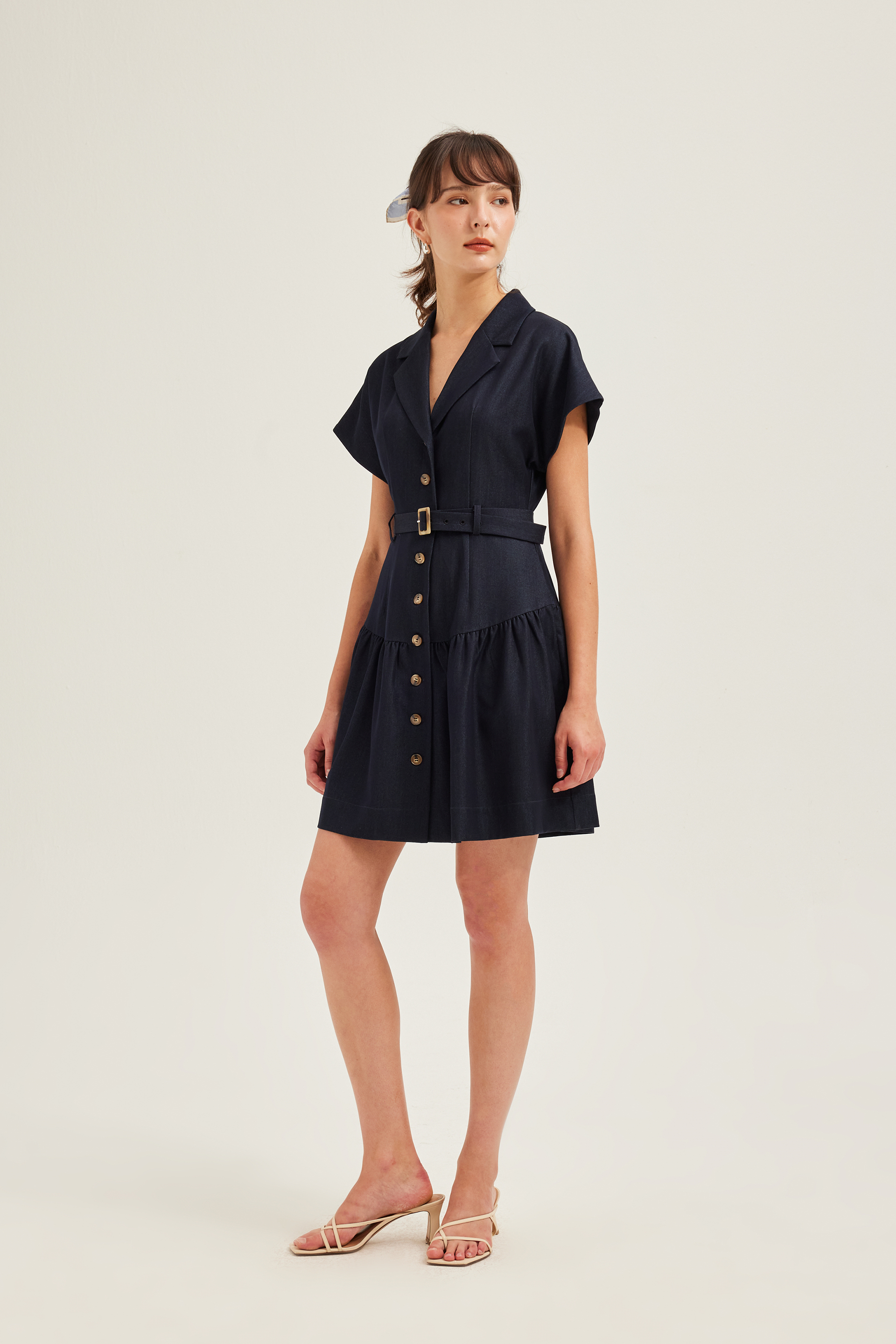 Chambray Belted Shift Dress
