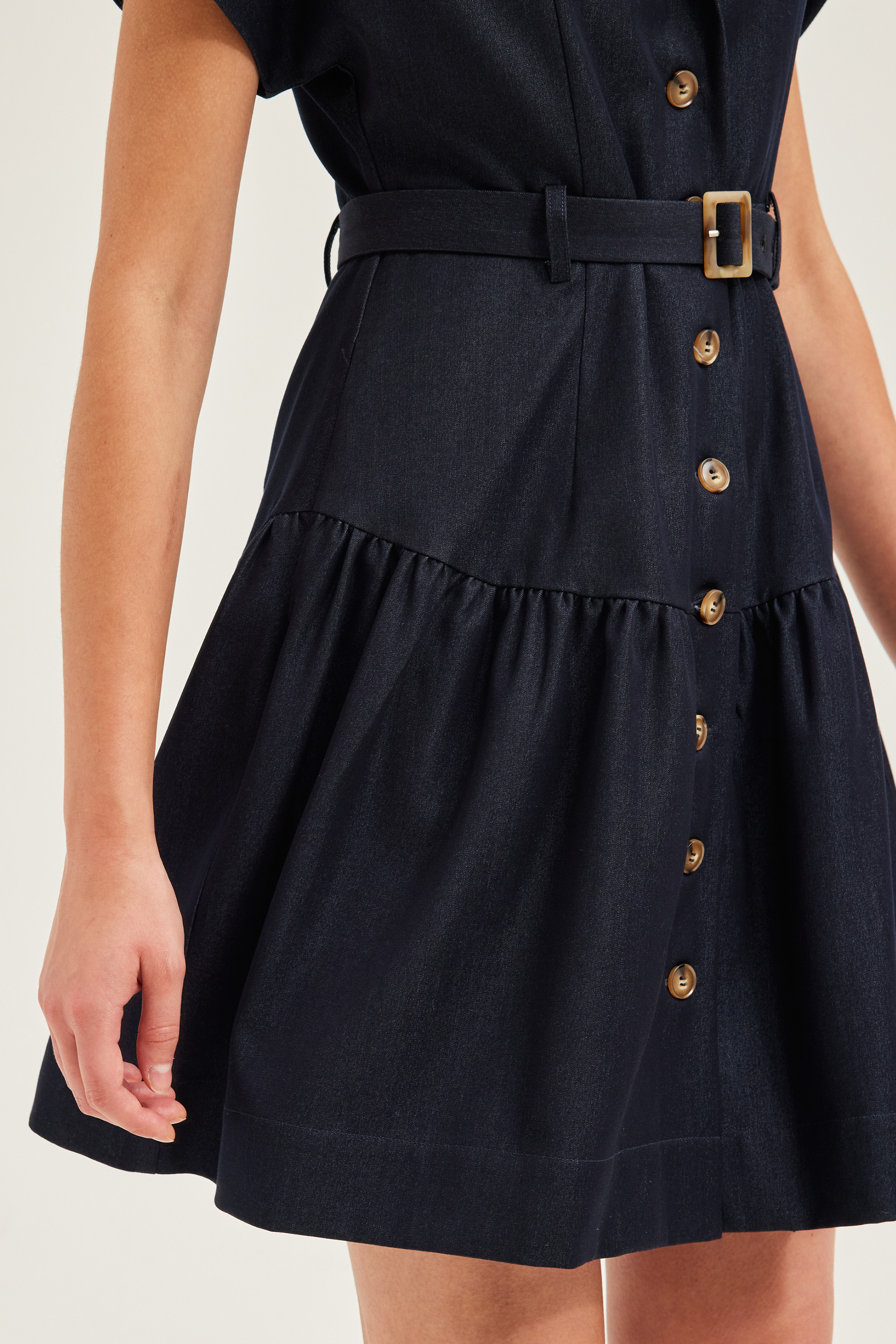 Chambray Belted Shift Dress