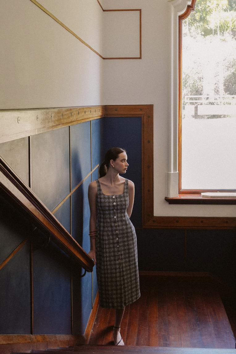 Lace Button-Down Vest Dress