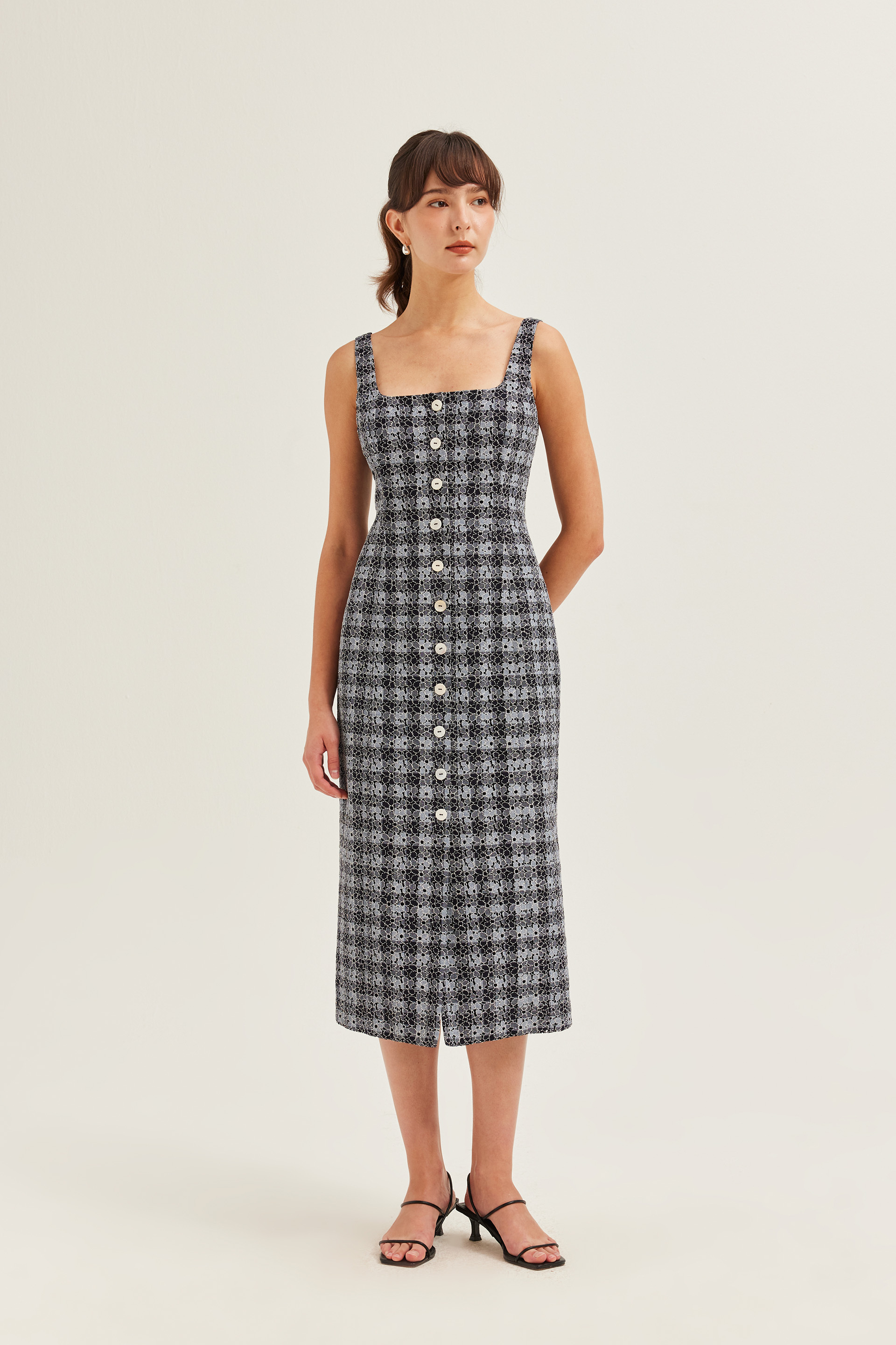 Lace Button-Down Vest Dress