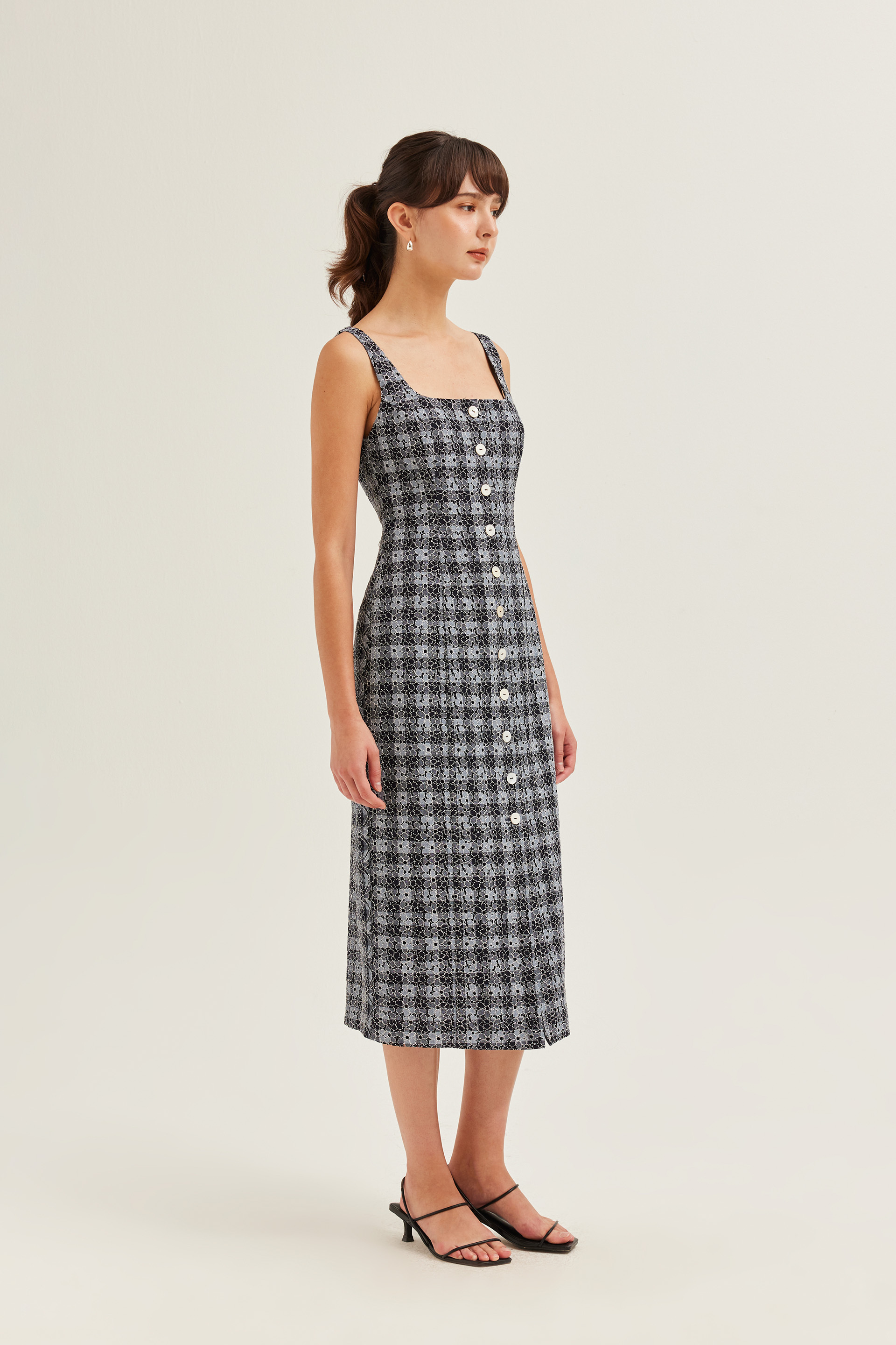 Lace Button-Down Vest Dress