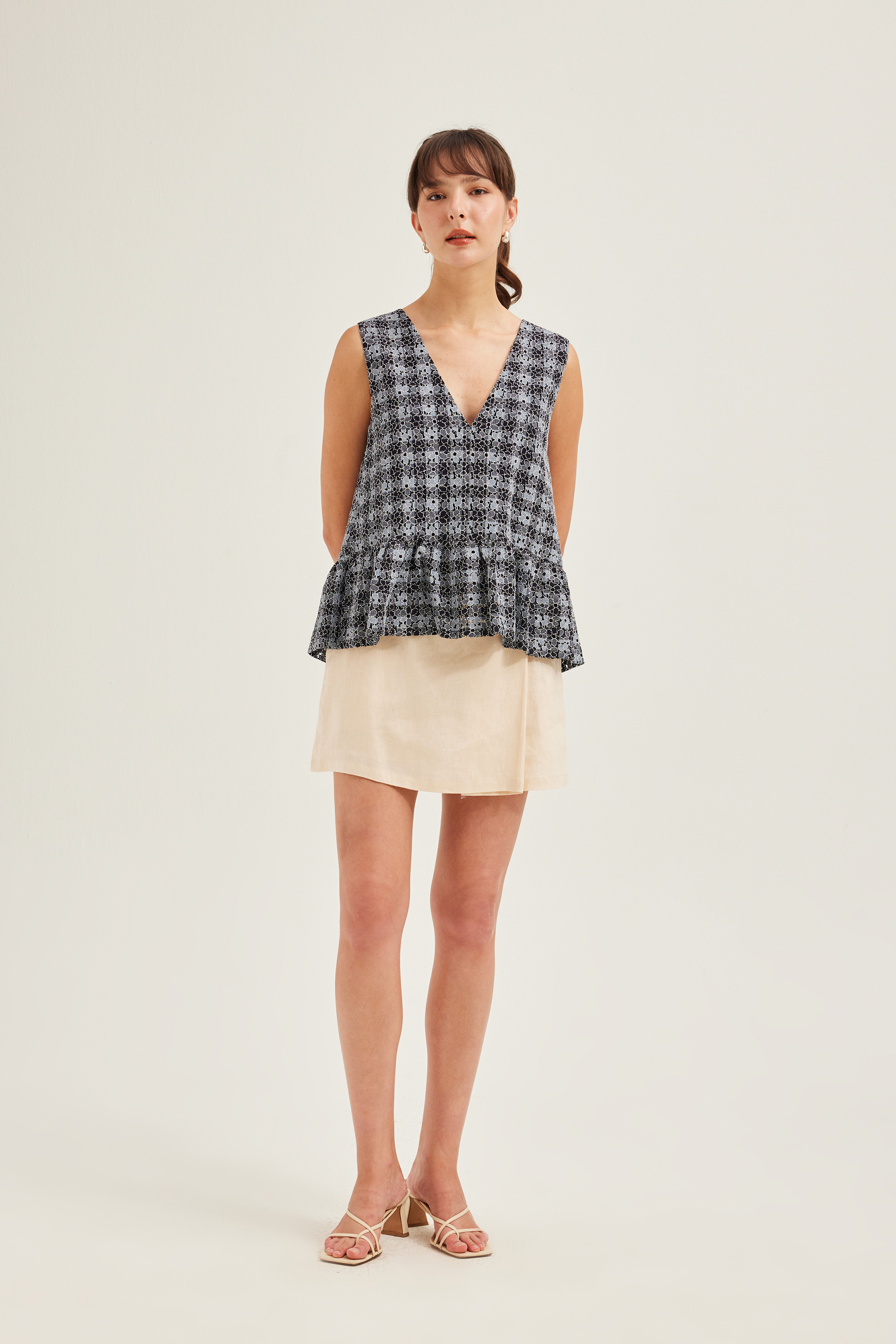Lace Two-Way Peplum Top