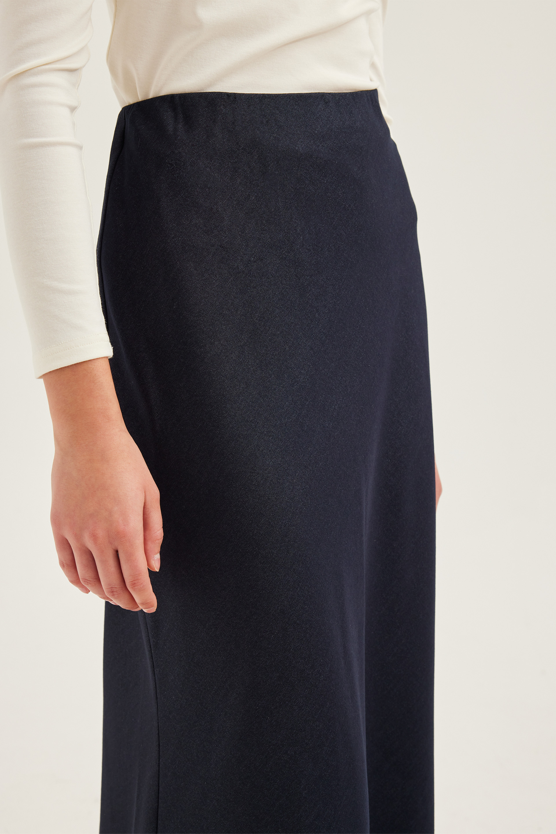 Chambray Bias-Cut Slip Skirt