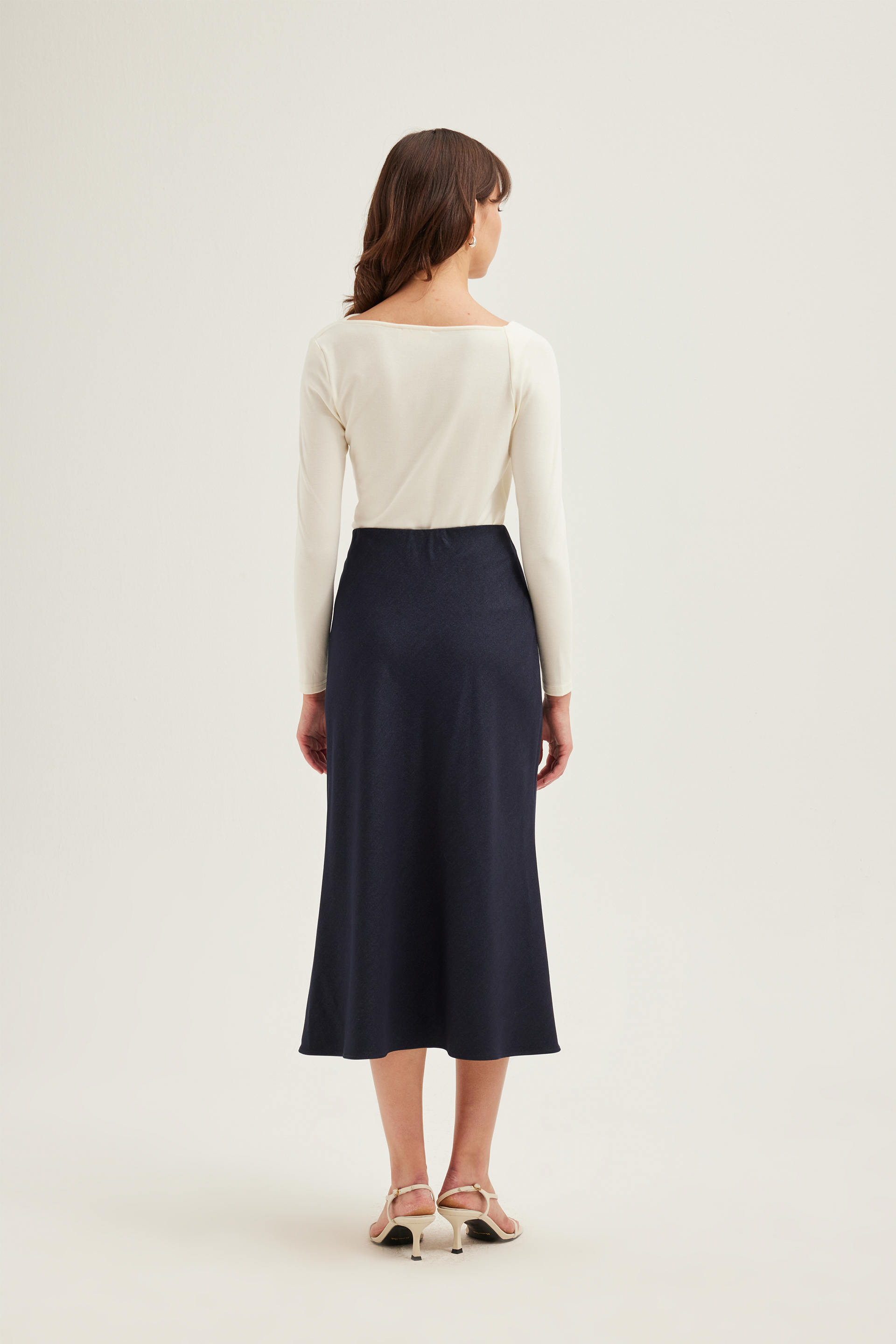 Chambray Bias-Cut Slip Skirt