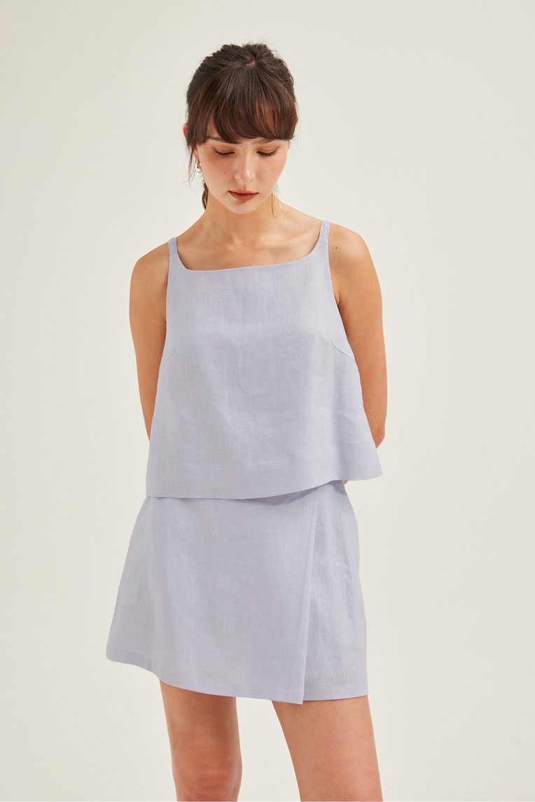 Linen Wide-Neck Top 