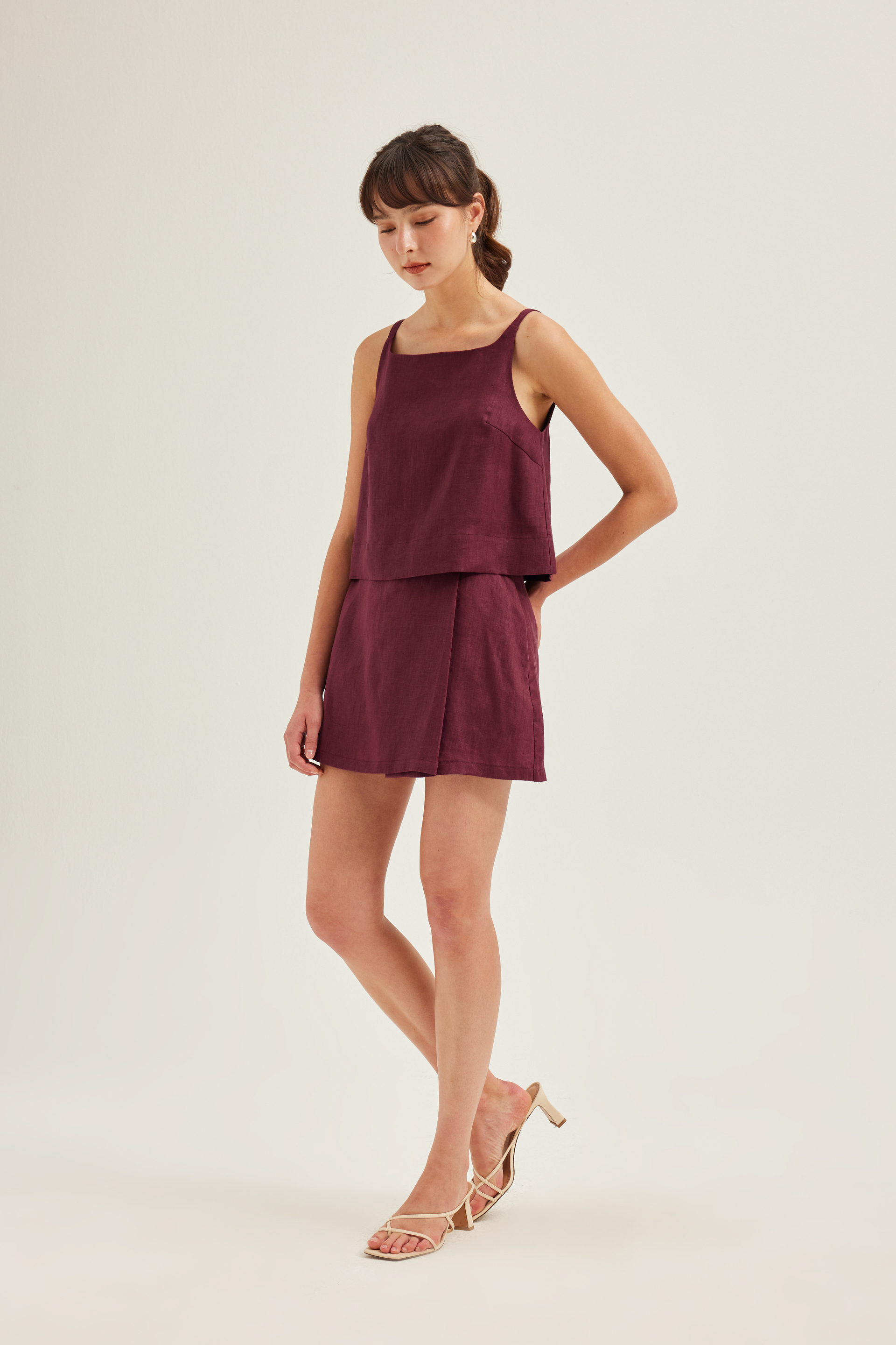 Linen Wide-Neck Top 