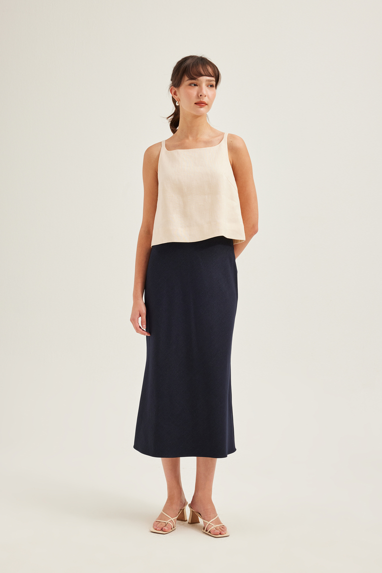 Linen Wide-Neck Top 