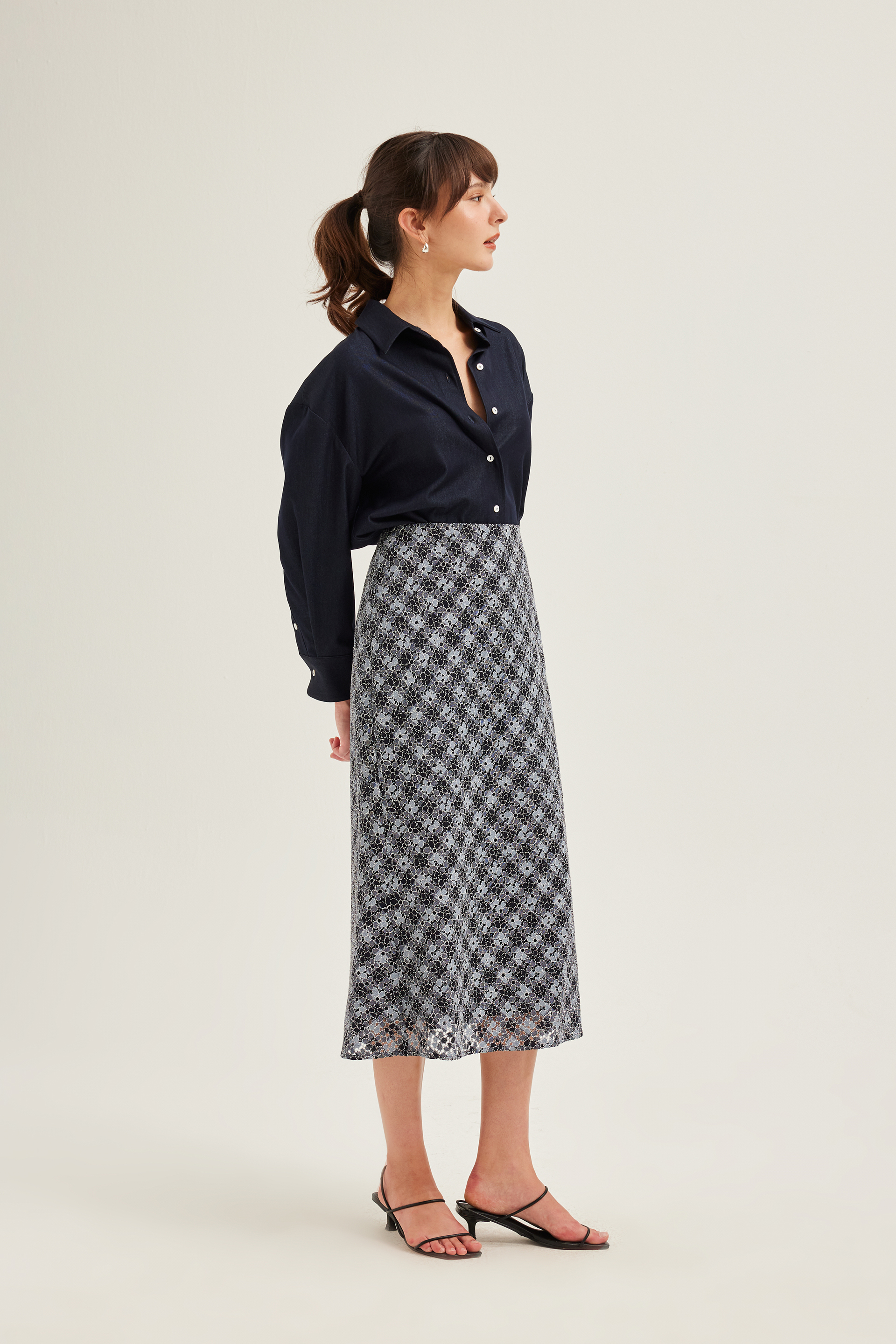 Lace Bias-Cut Slip Skirt