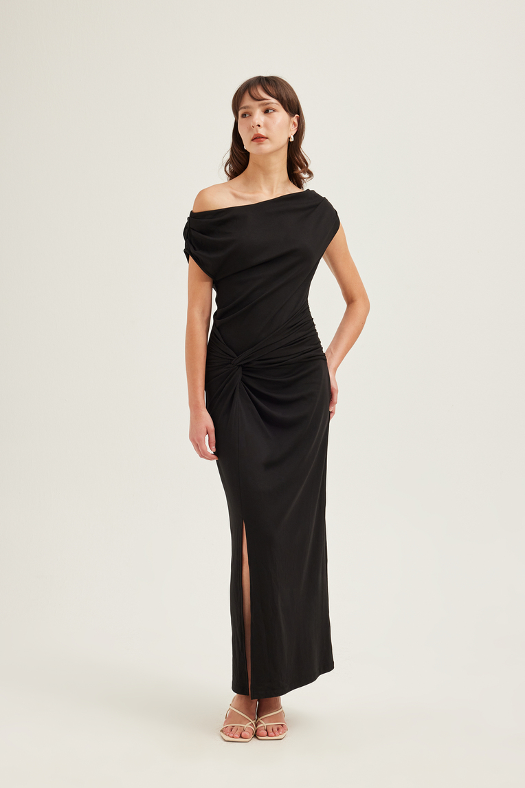 Boat-Neck Jersey Maxi Dress