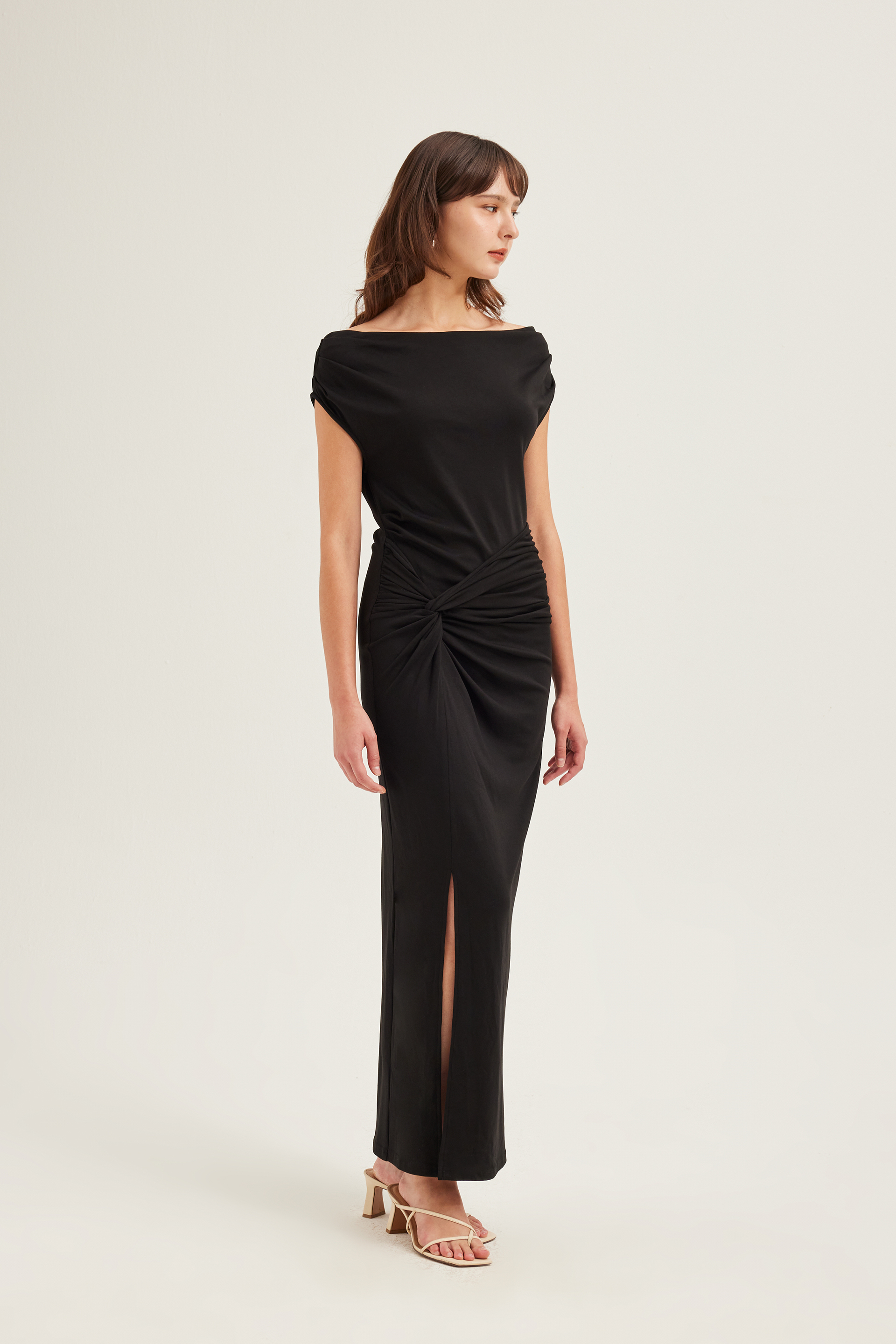 Boat-Neck Jersey Maxi Dress