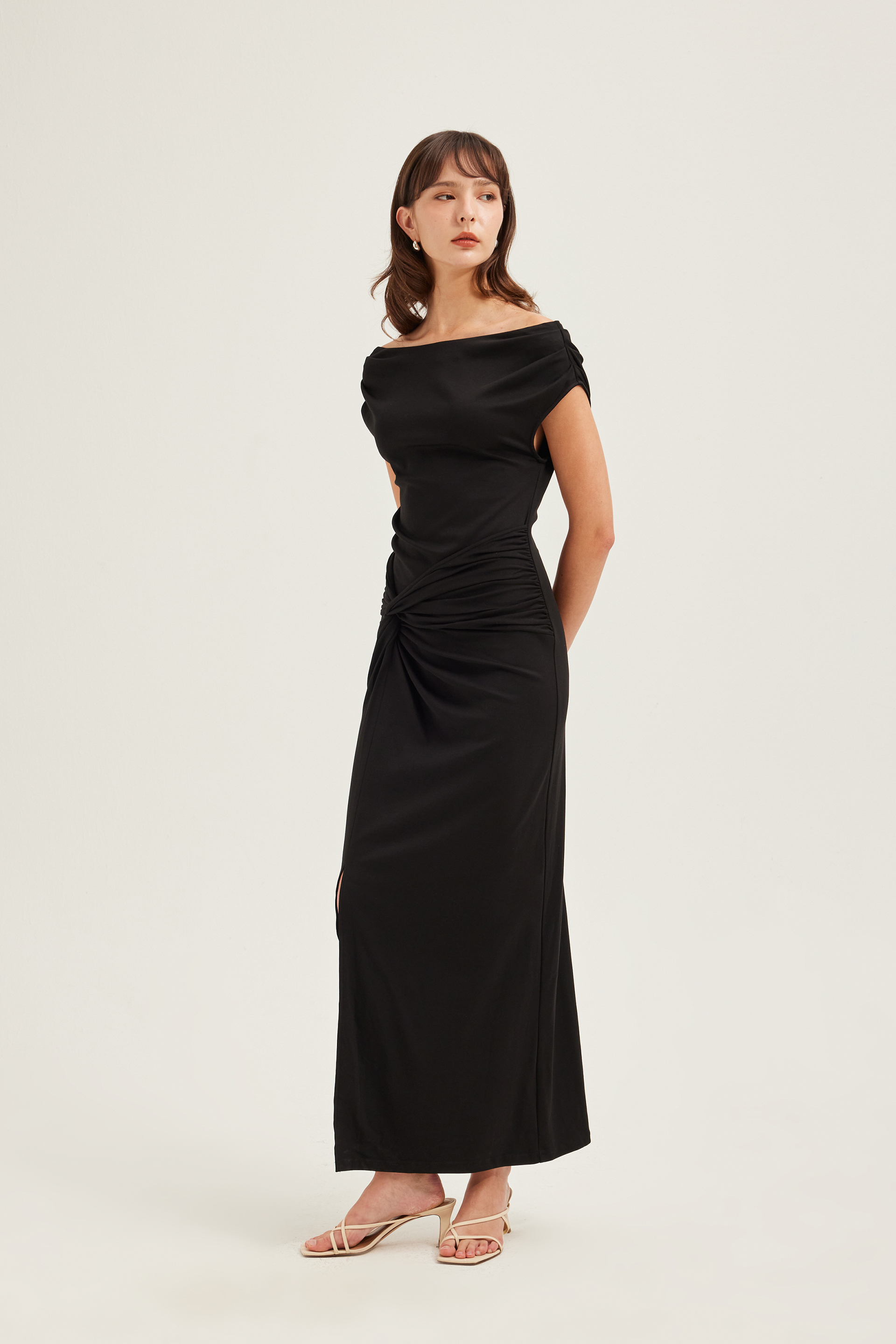 Boat-Neck Jersey Maxi Dress