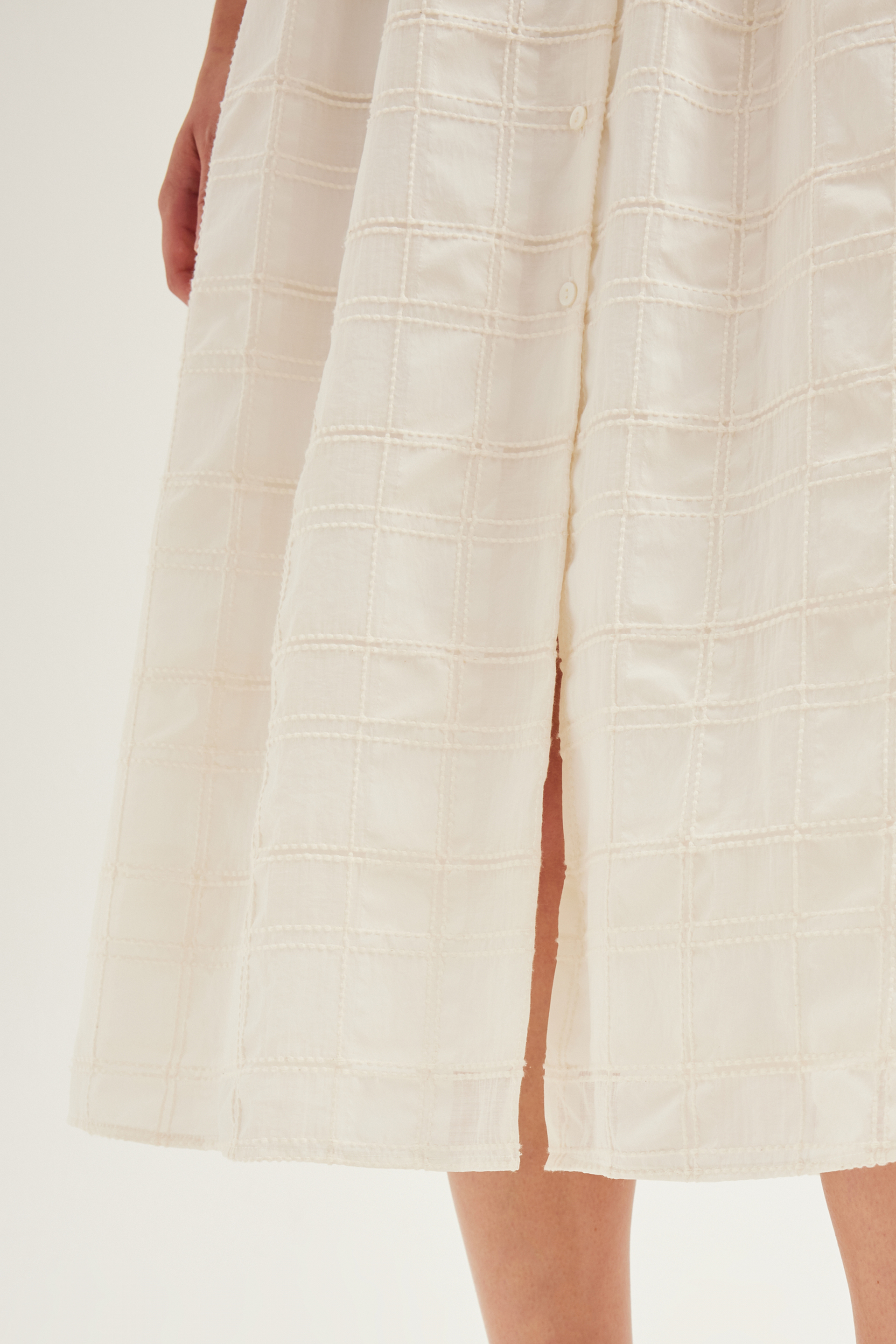 Textured Check Button-Down Dress