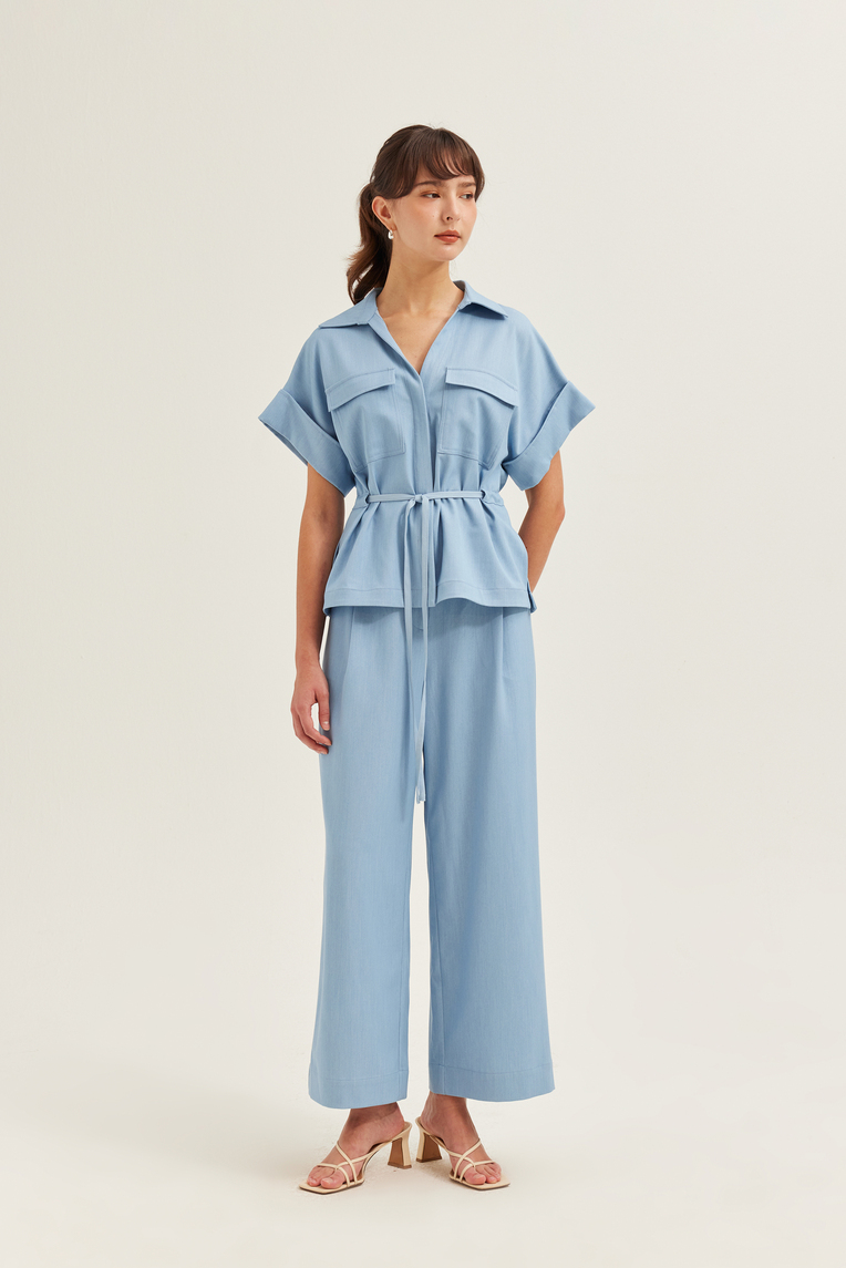 Relaxed Chambray Peplum Shirt