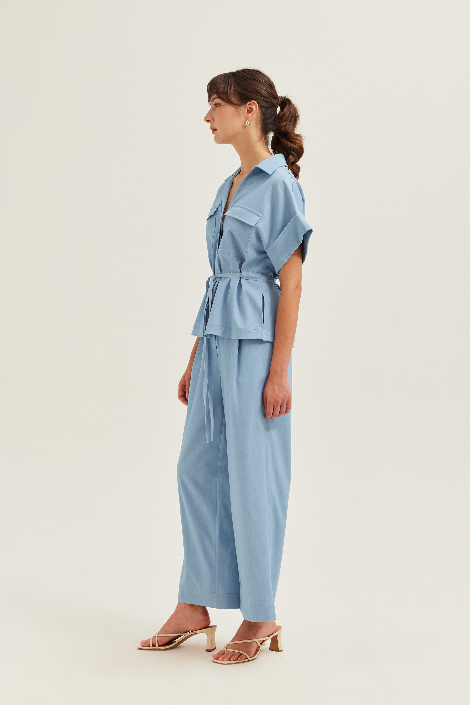 Relaxed Chambray Peplum Shirt