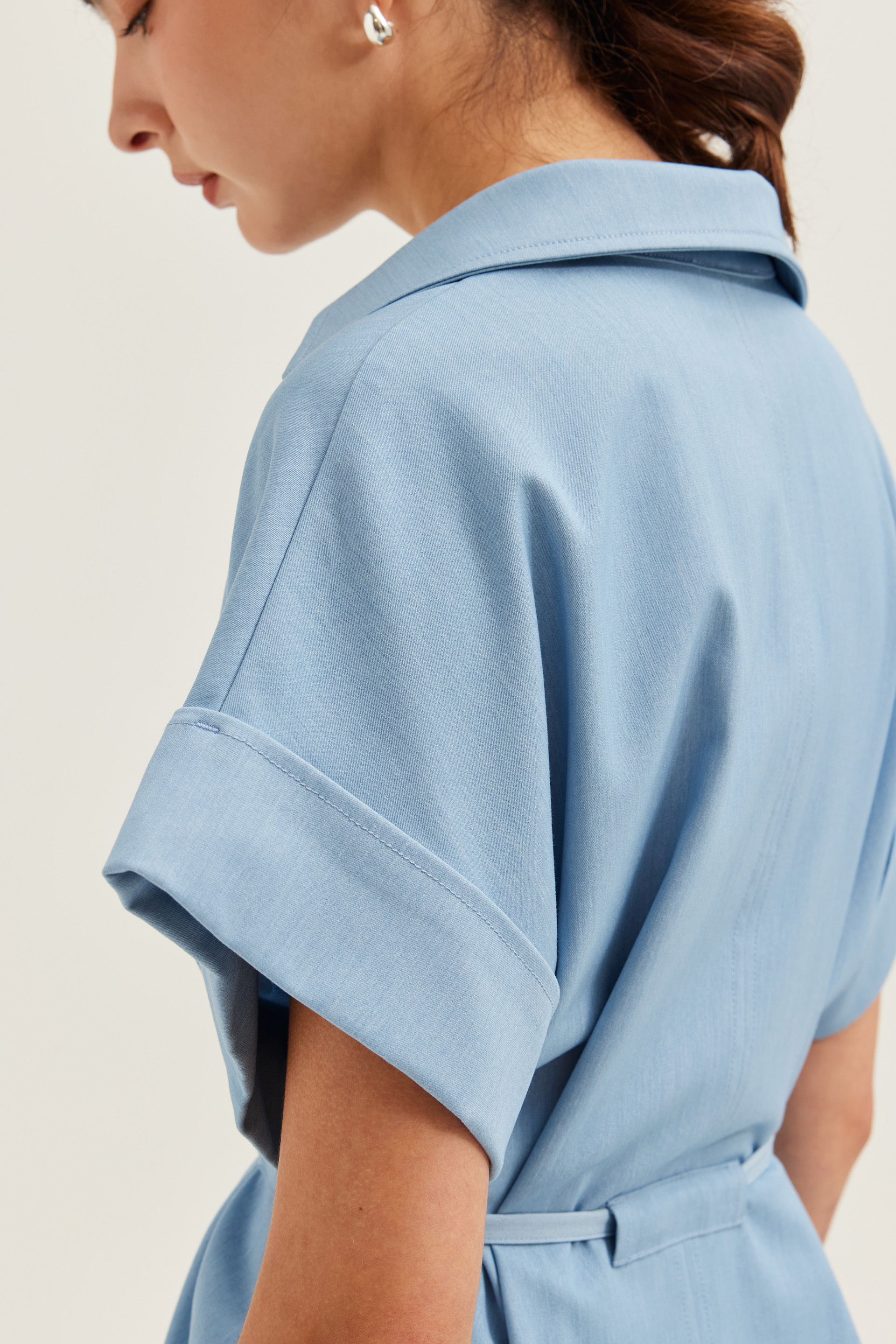 Relaxed Chambray Peplum Shirt