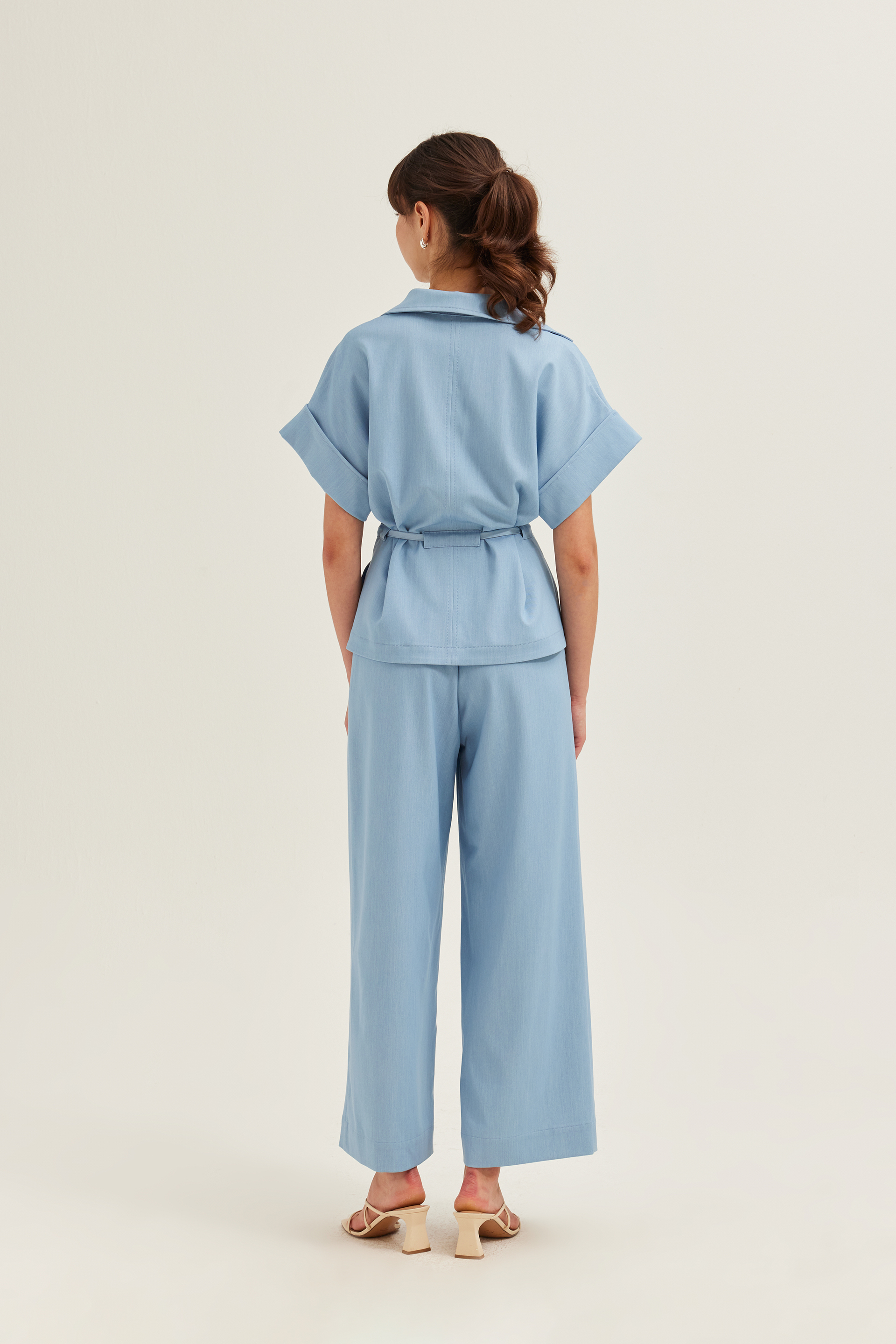 Relaxed Chambray Peplum Shirt