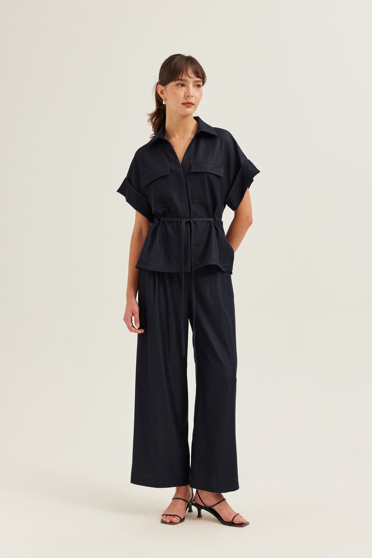 Relaxed Chambray Peplum Shirt