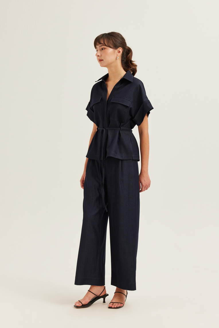 Relaxed Chambray Peplum Shirt