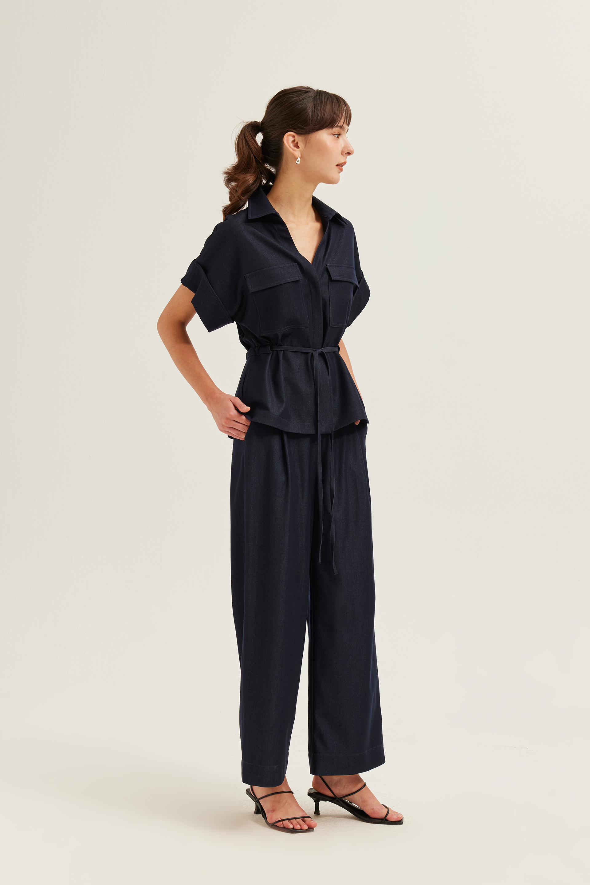 Relaxed Chambray Peplum Shirt