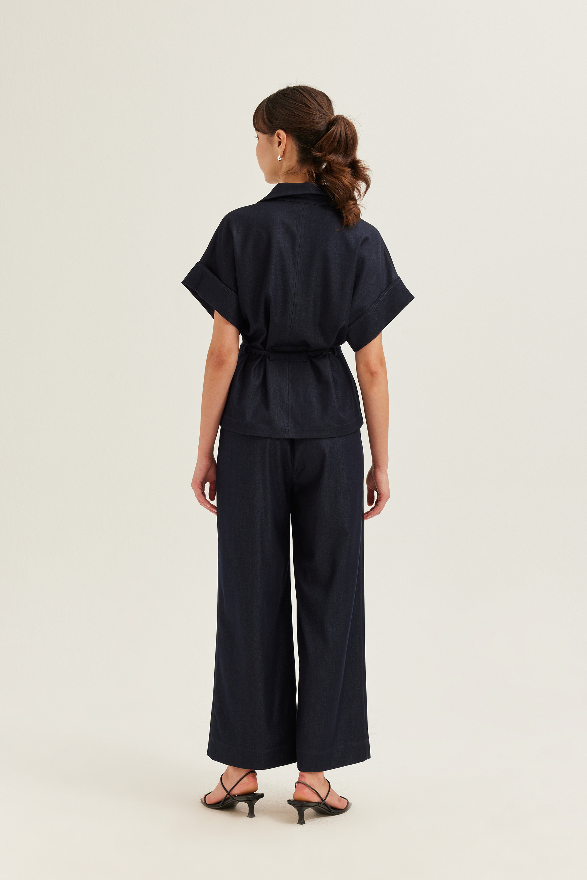 Relaxed Chambray Peplum Shirt