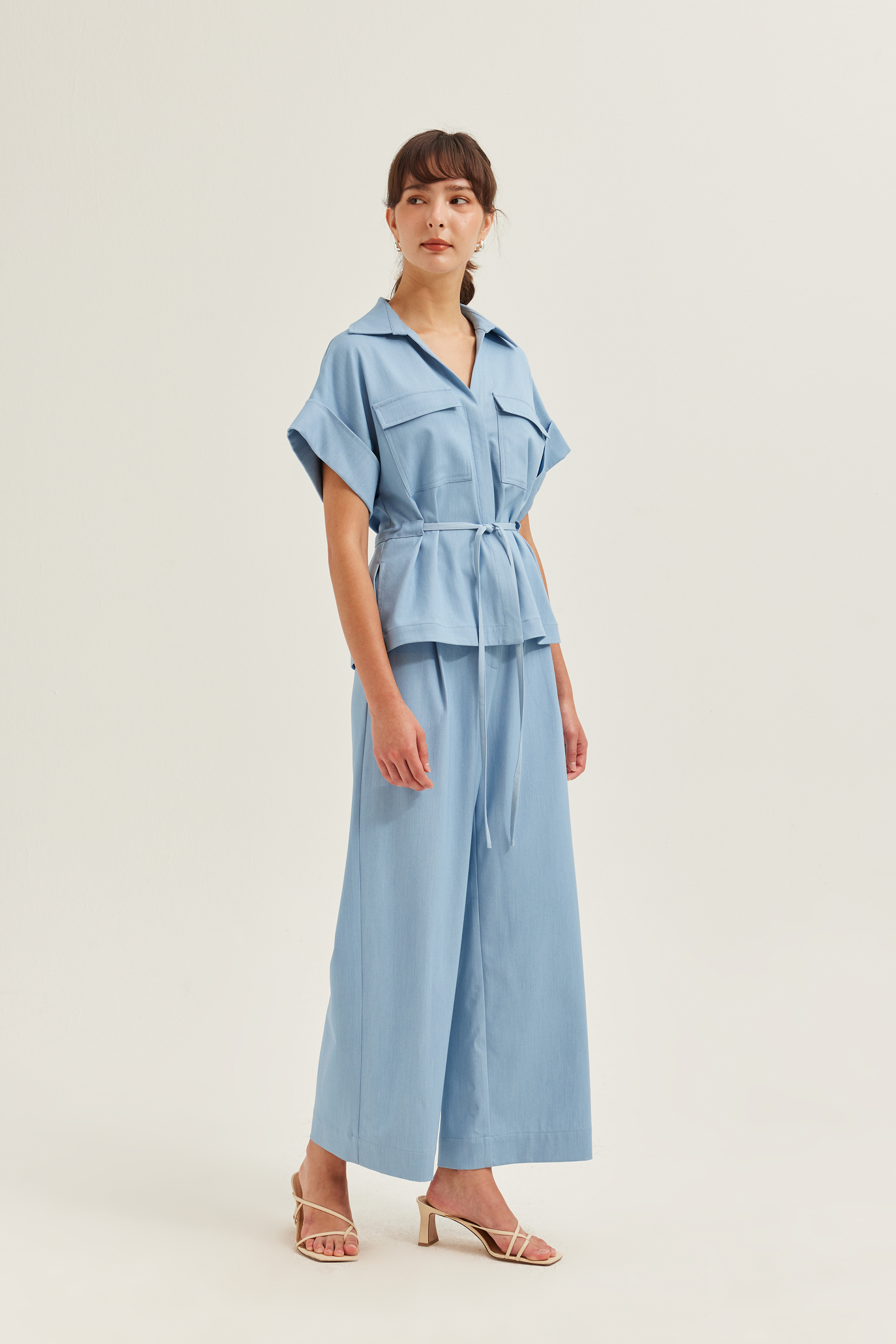 Chambray Full-Length Trousers