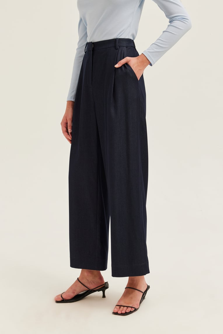 Chambray Full-Length Trousers