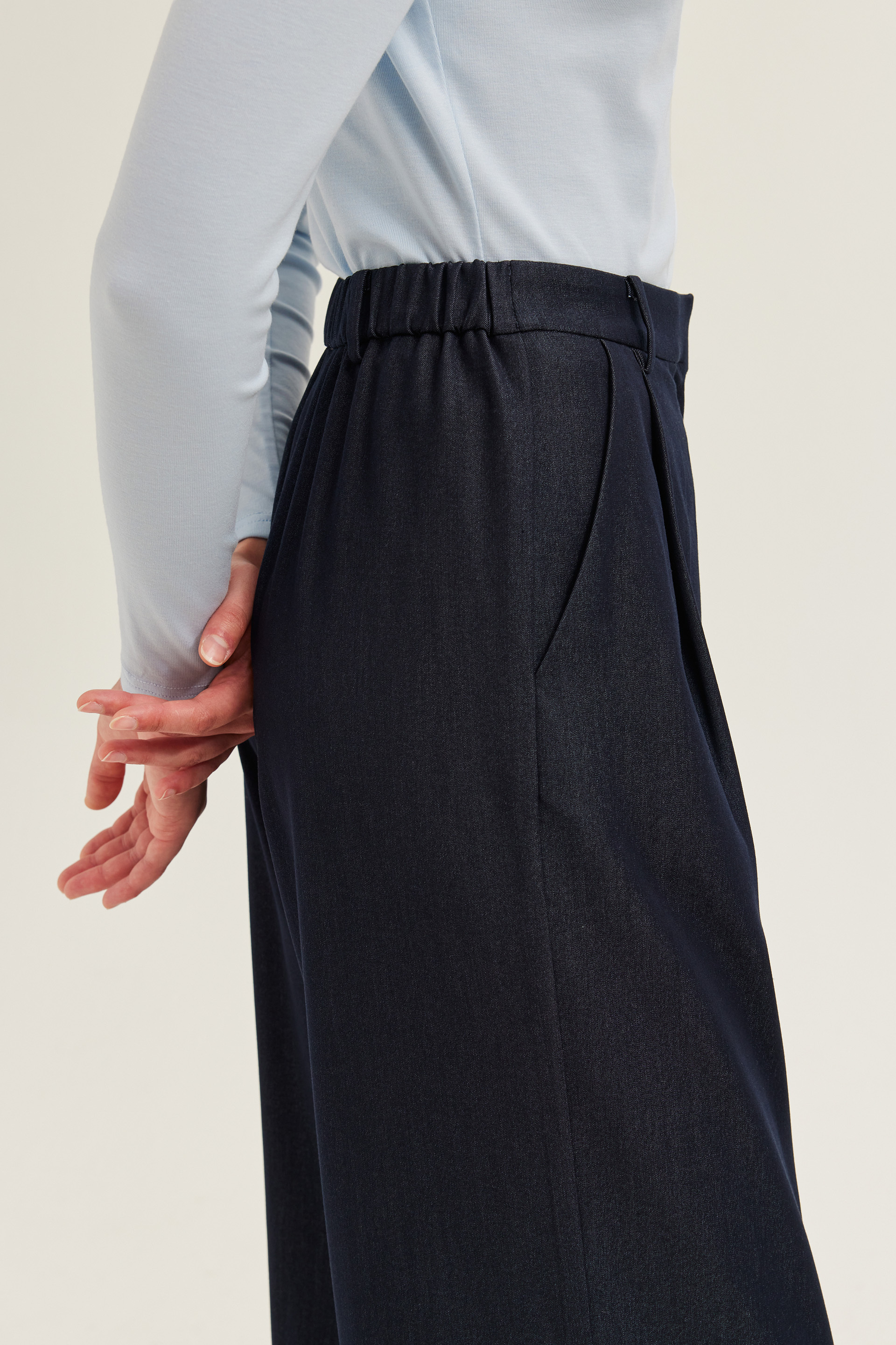 Chambray Full-Length Trousers