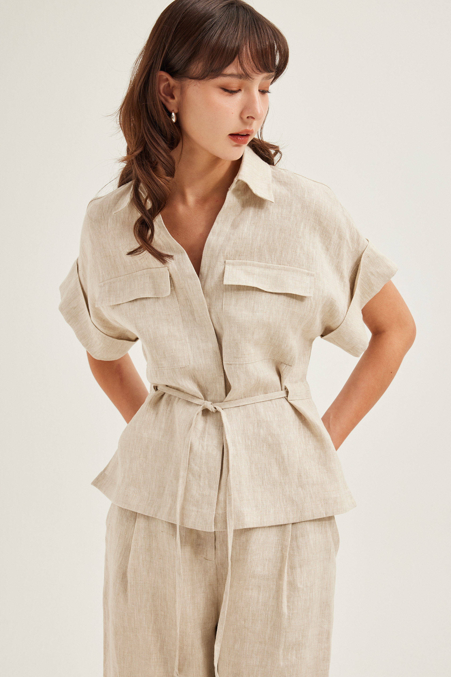Relaxed Linen Peplum Shirt