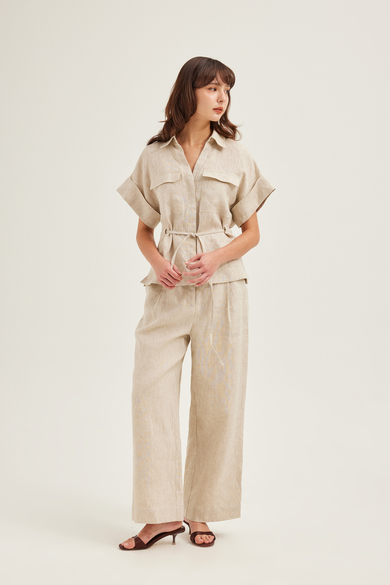 Relaxed Linen Peplum Shirt