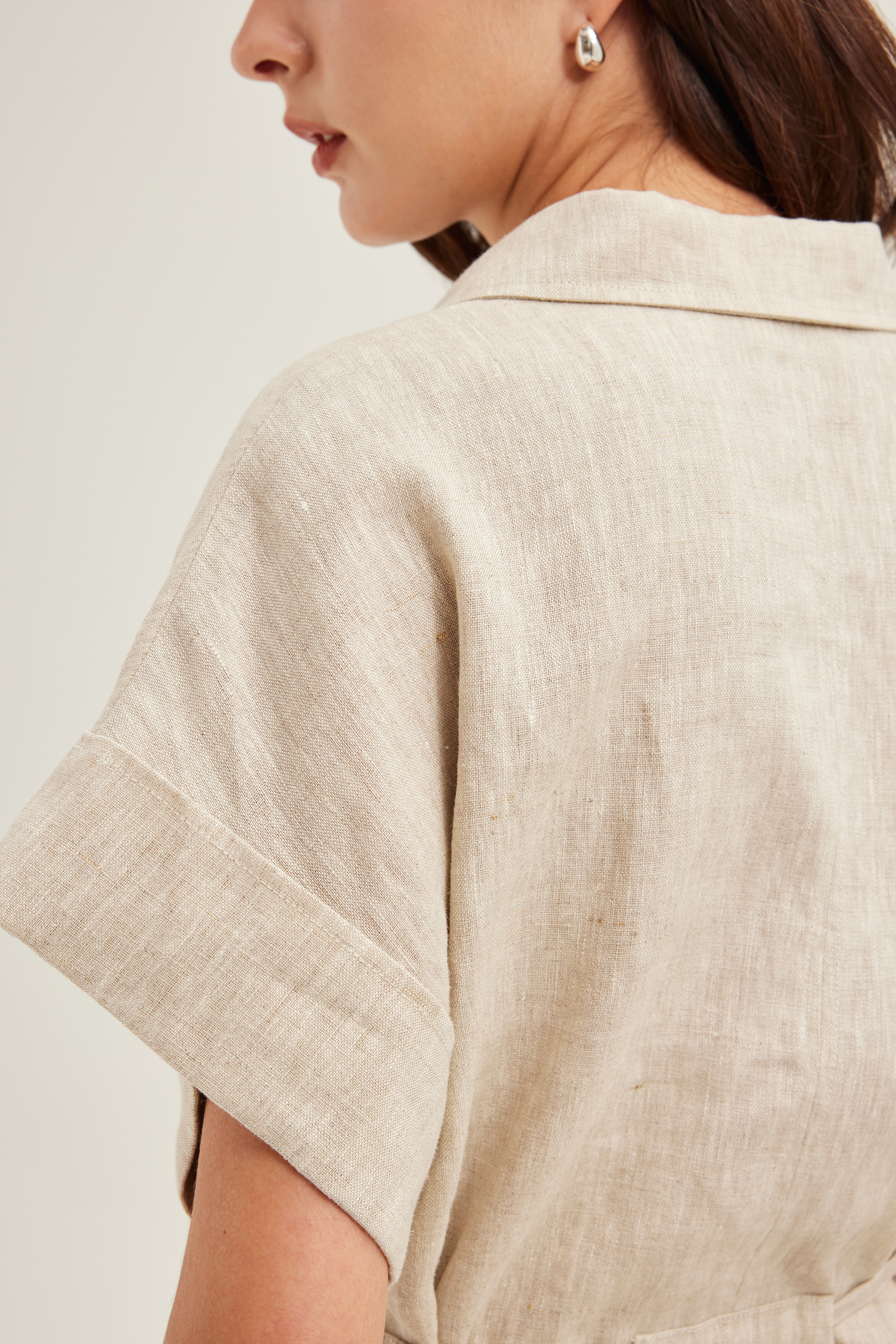 Relaxed Linen Peplum Shirt
