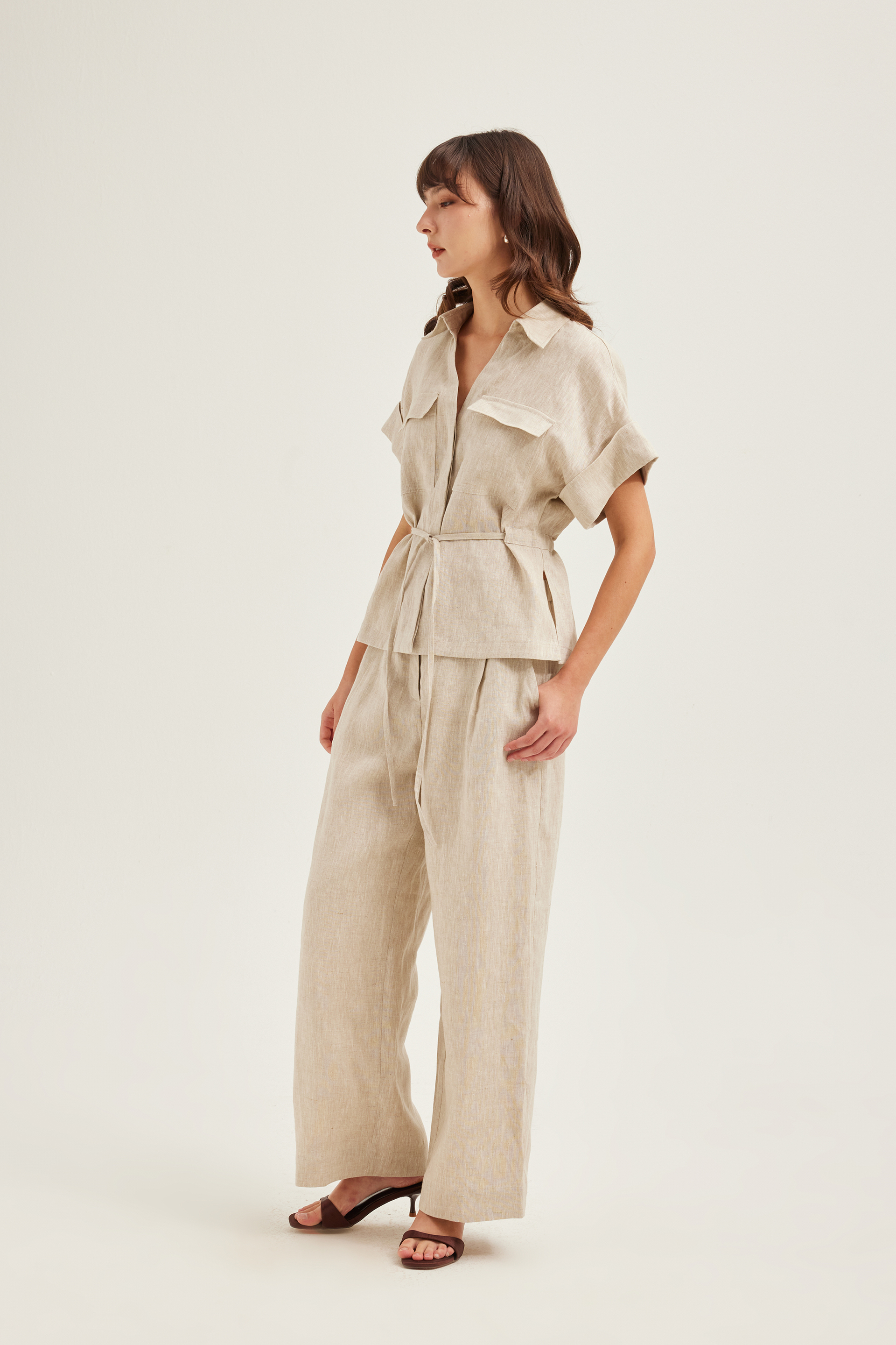 Relaxed Linen Peplum Shirt