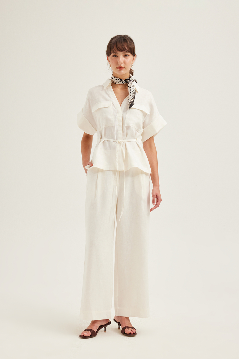 Relaxed Linen Peplum Shirt