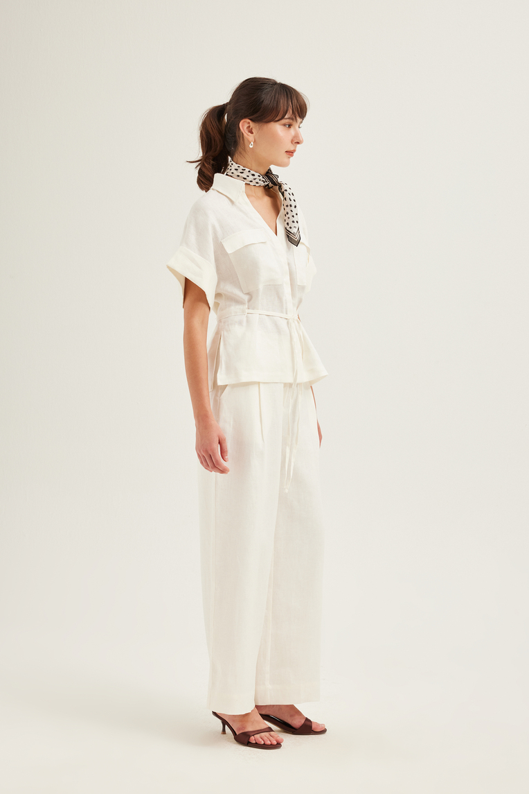 Relaxed Linen Peplum Shirt