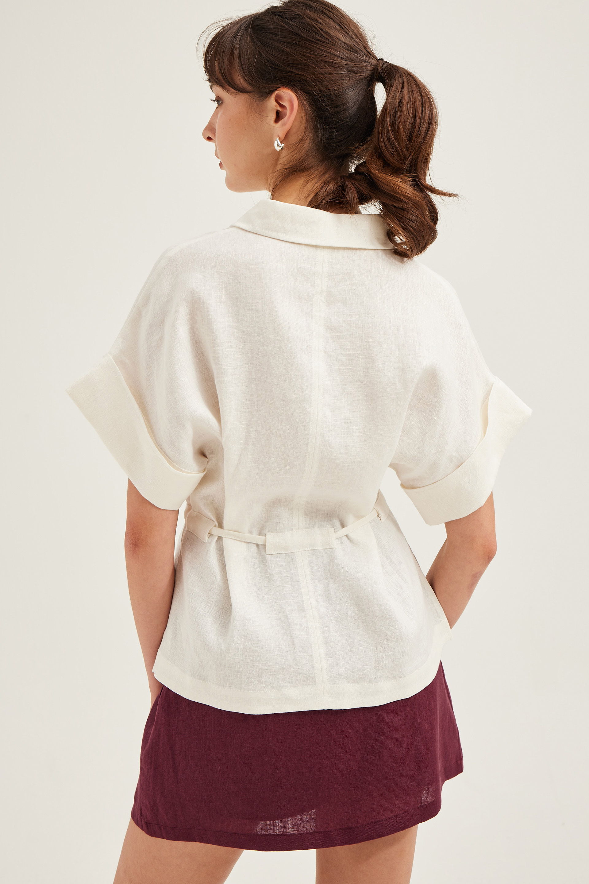 Relaxed Linen Peplum Shirt