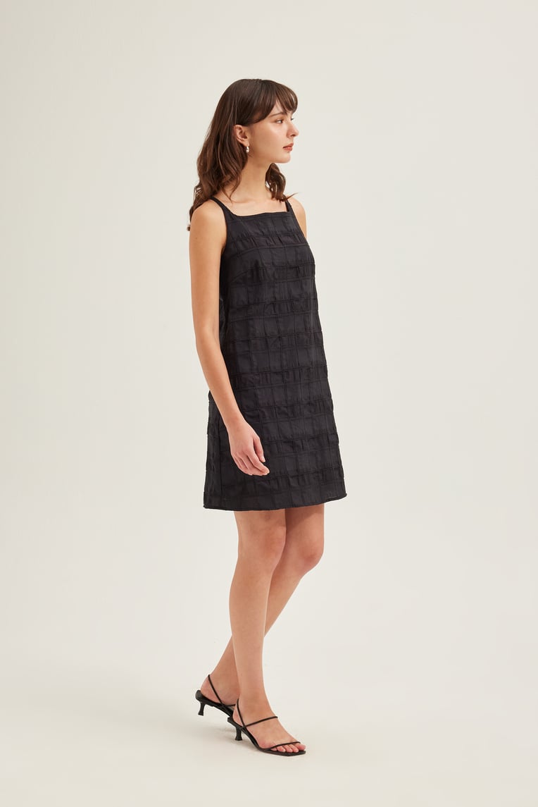 Textured Check Shift Dress