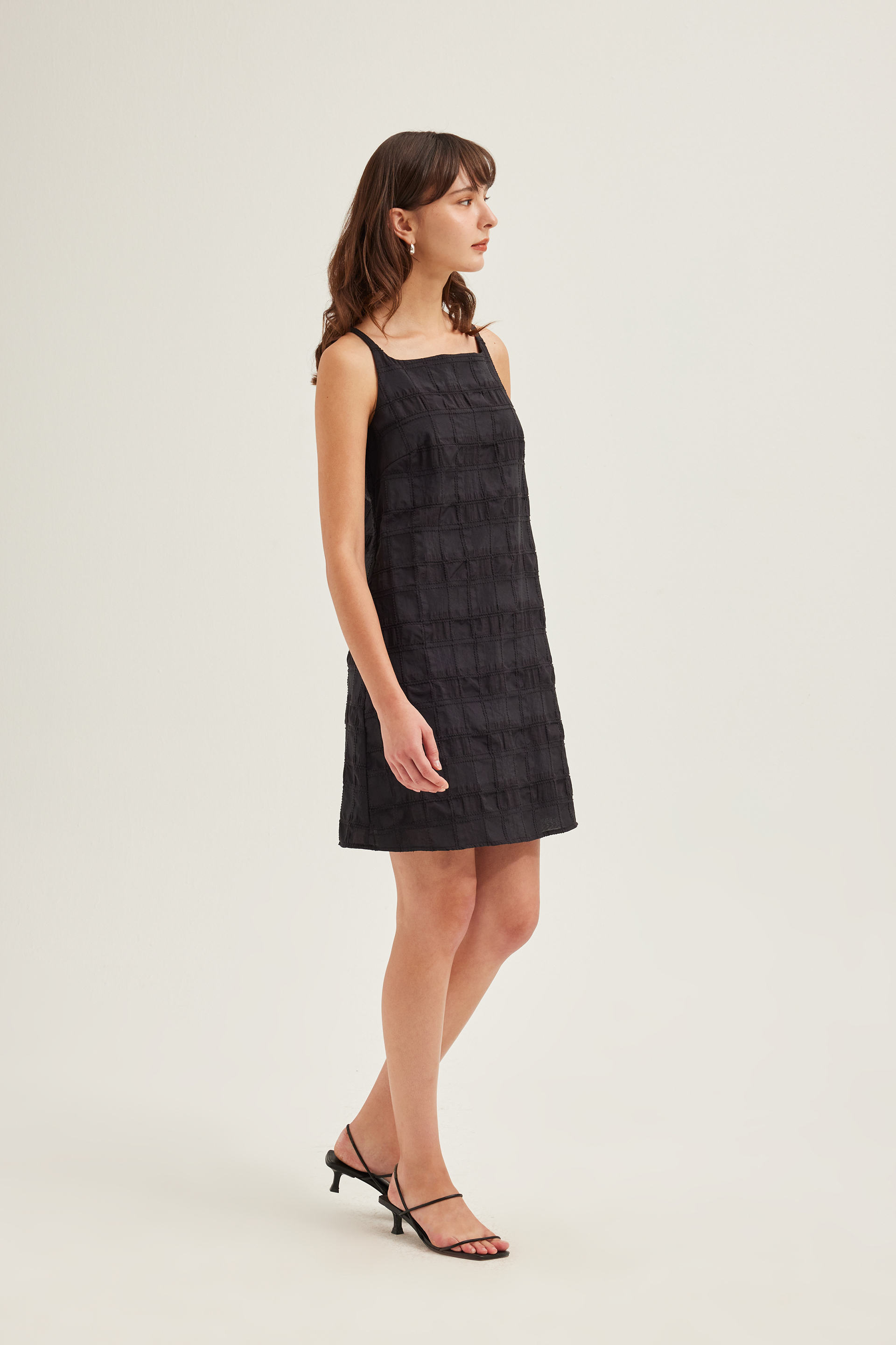 Textured Check Shift Dress
