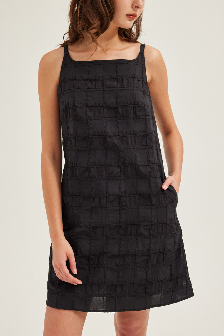 Textured Check Shift Dress