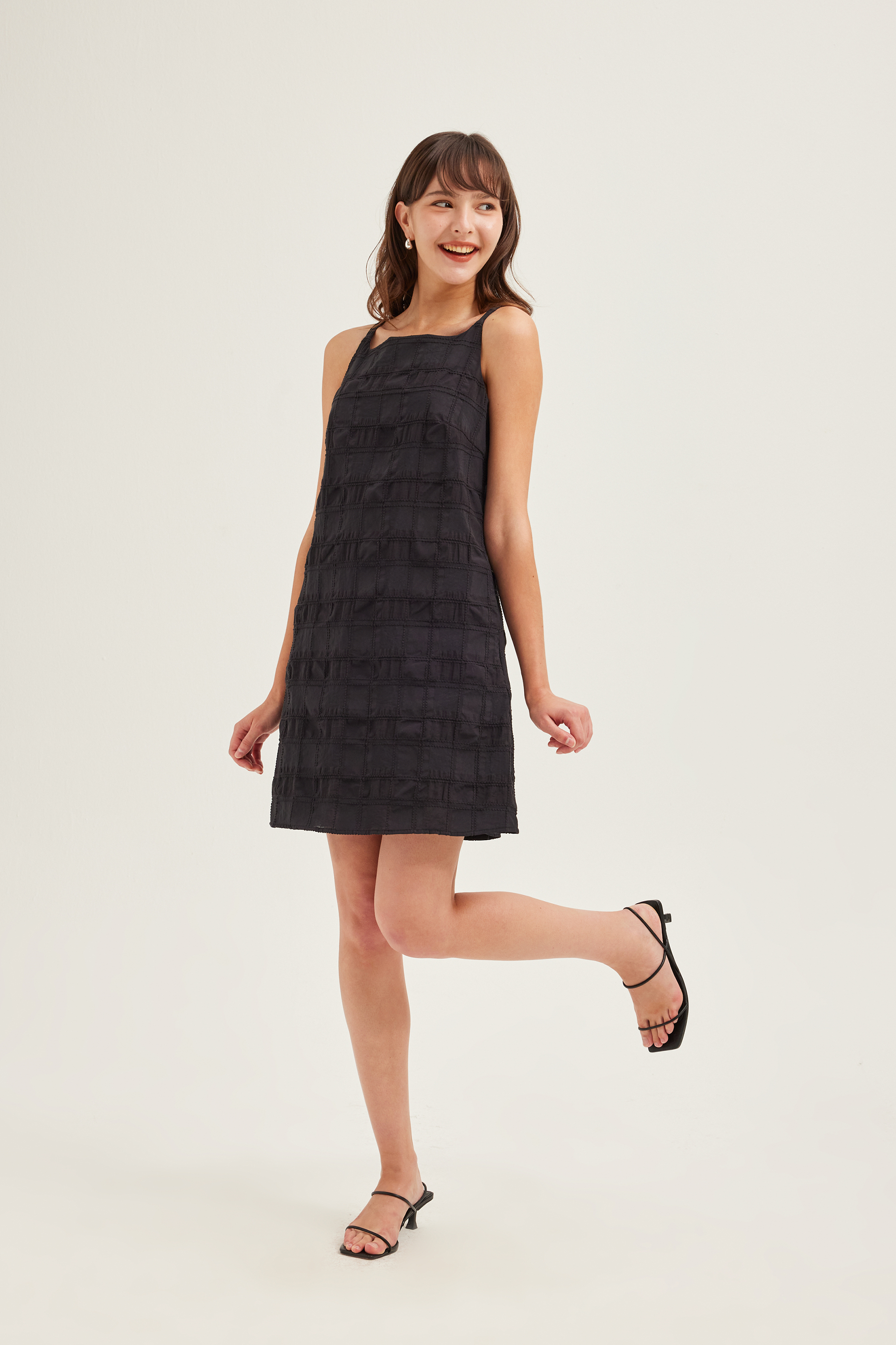 Textured Check Shift Dress
